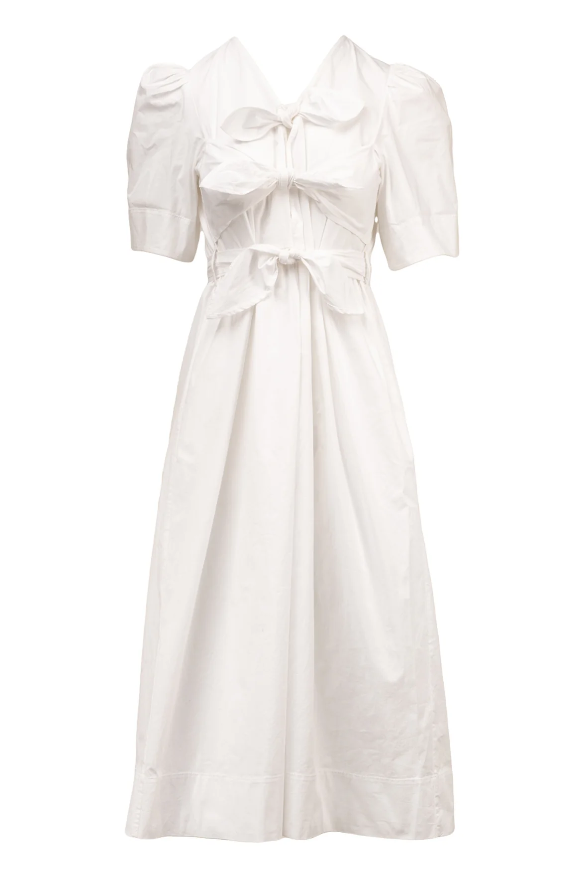 Ganni Size 8 Washed Stretch Cotton Tie Strap Midi Dress