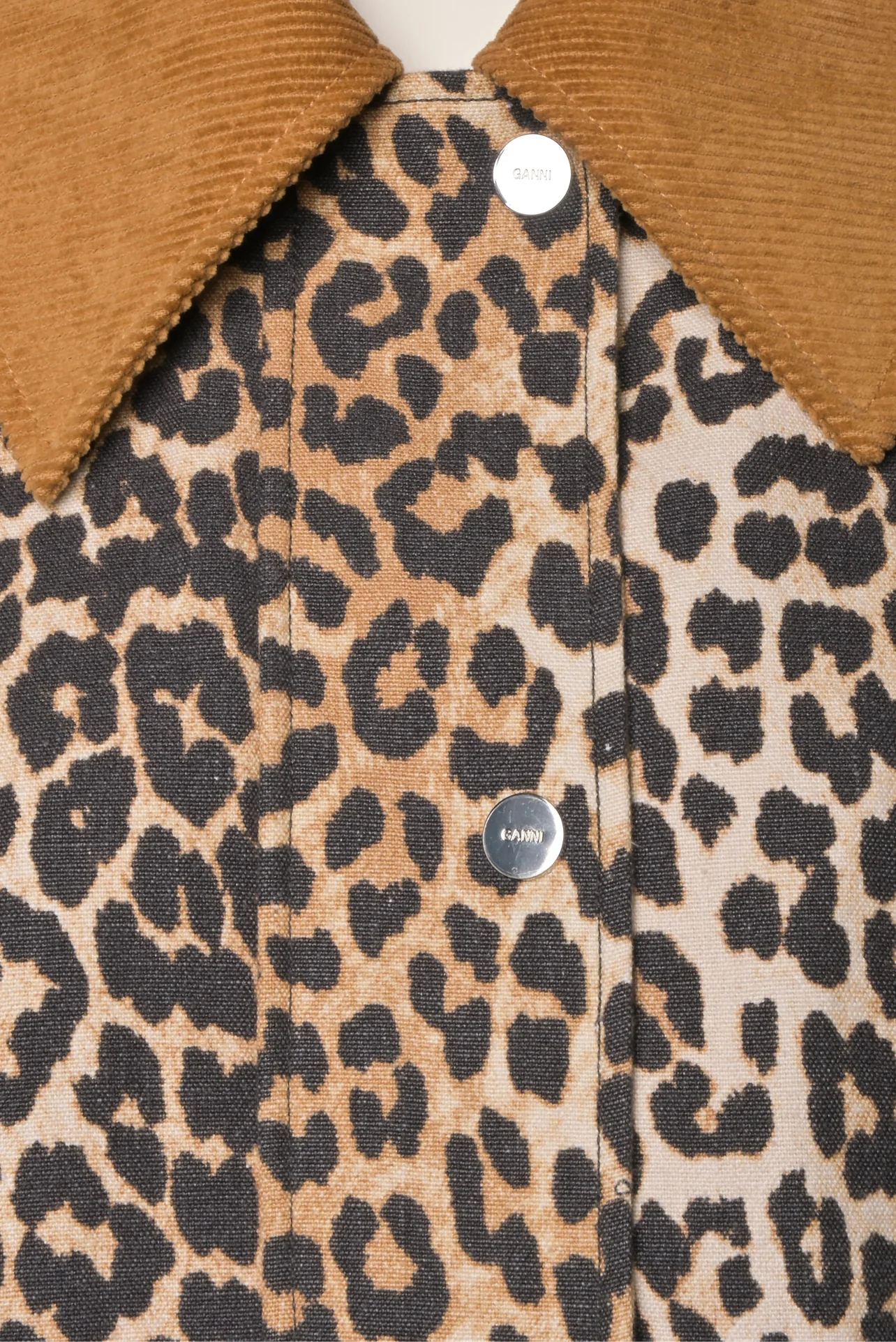 Ganni Size XXS/XS Leopard Printed Canvas Midi Jacket - Image 3