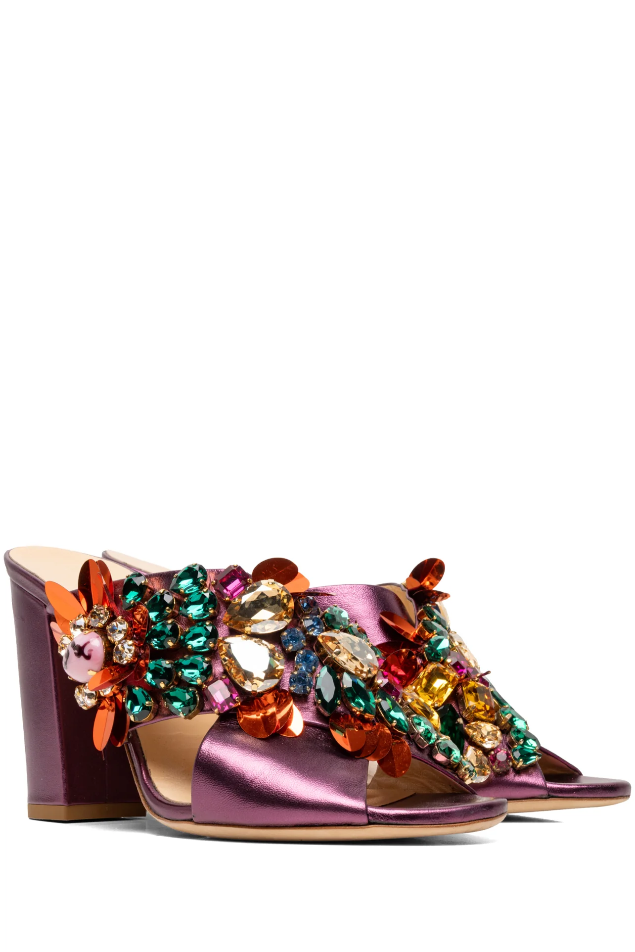 GEDEBE Size 38.5 Jewel Embellished Crossover Mule Sandals - Image 2
