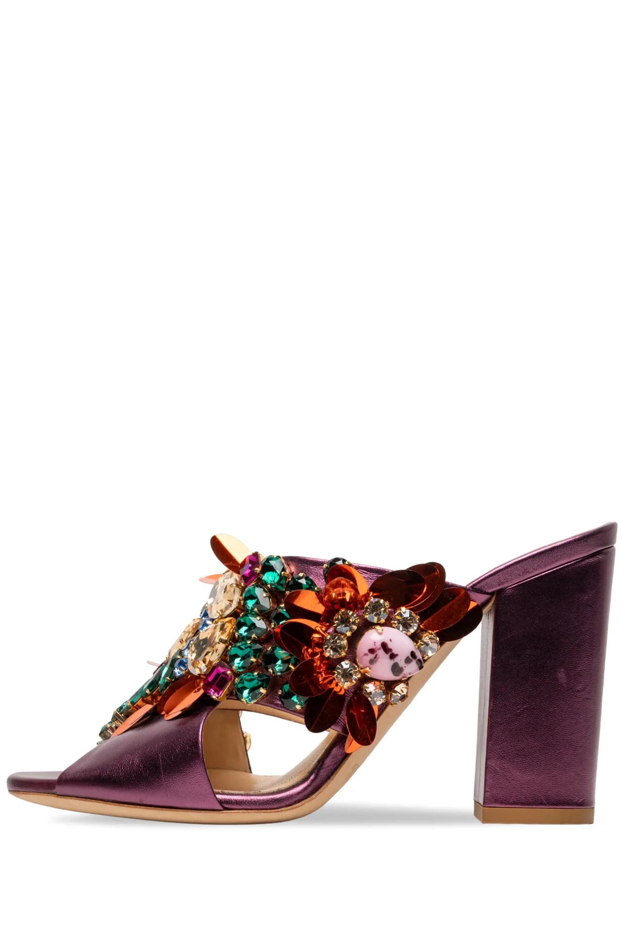 GEDEBE Size 38.5 Jewel Embellished Crossover Mule Sandals - Image 3