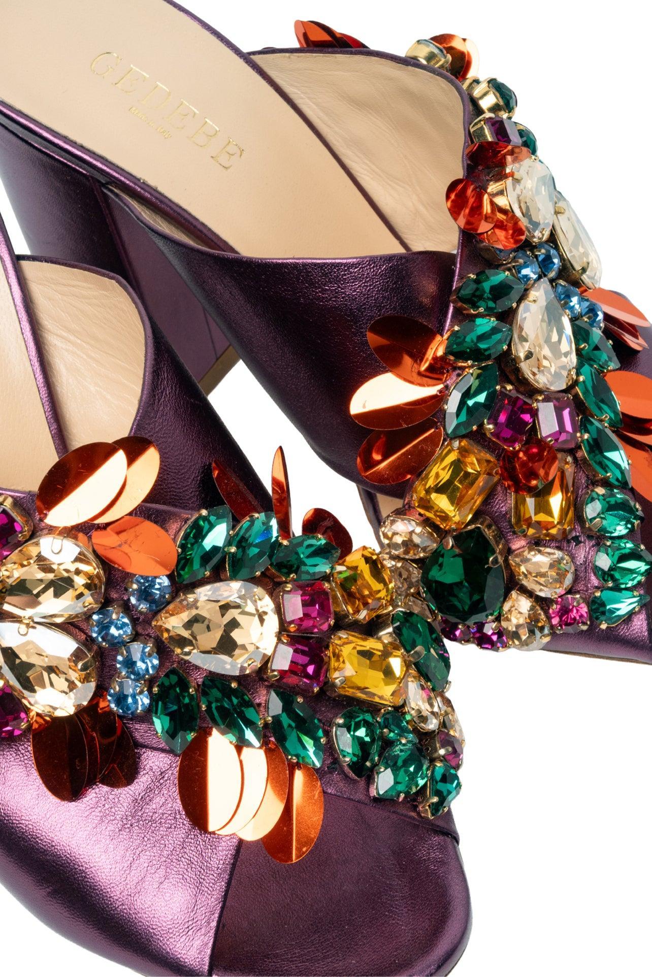 GEDEBE Size 38.5 Jewel Embellished Crossover Mule Sandals - Image 4