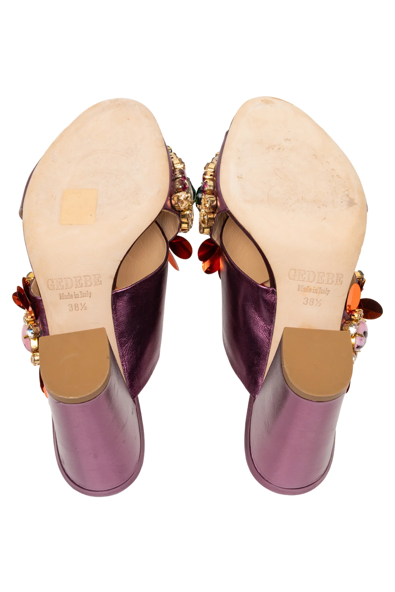 GEDEBE Size 38.5 Jewel Embellished Crossover Mule Sandals - Image 6