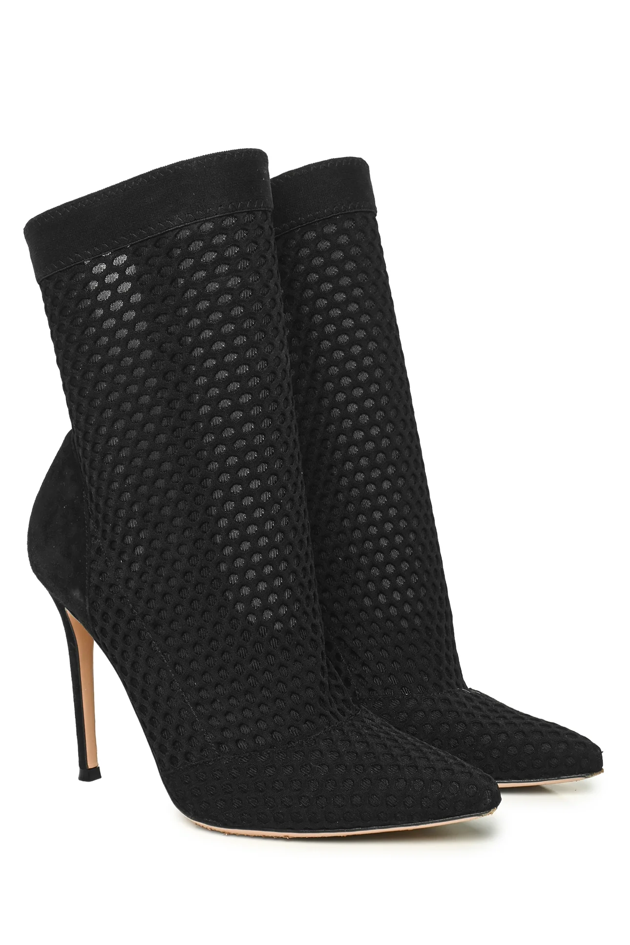 Gianvito Rossi Size 38.5 Mesh & Suede Knit Sock Ankle Boots - Image 2