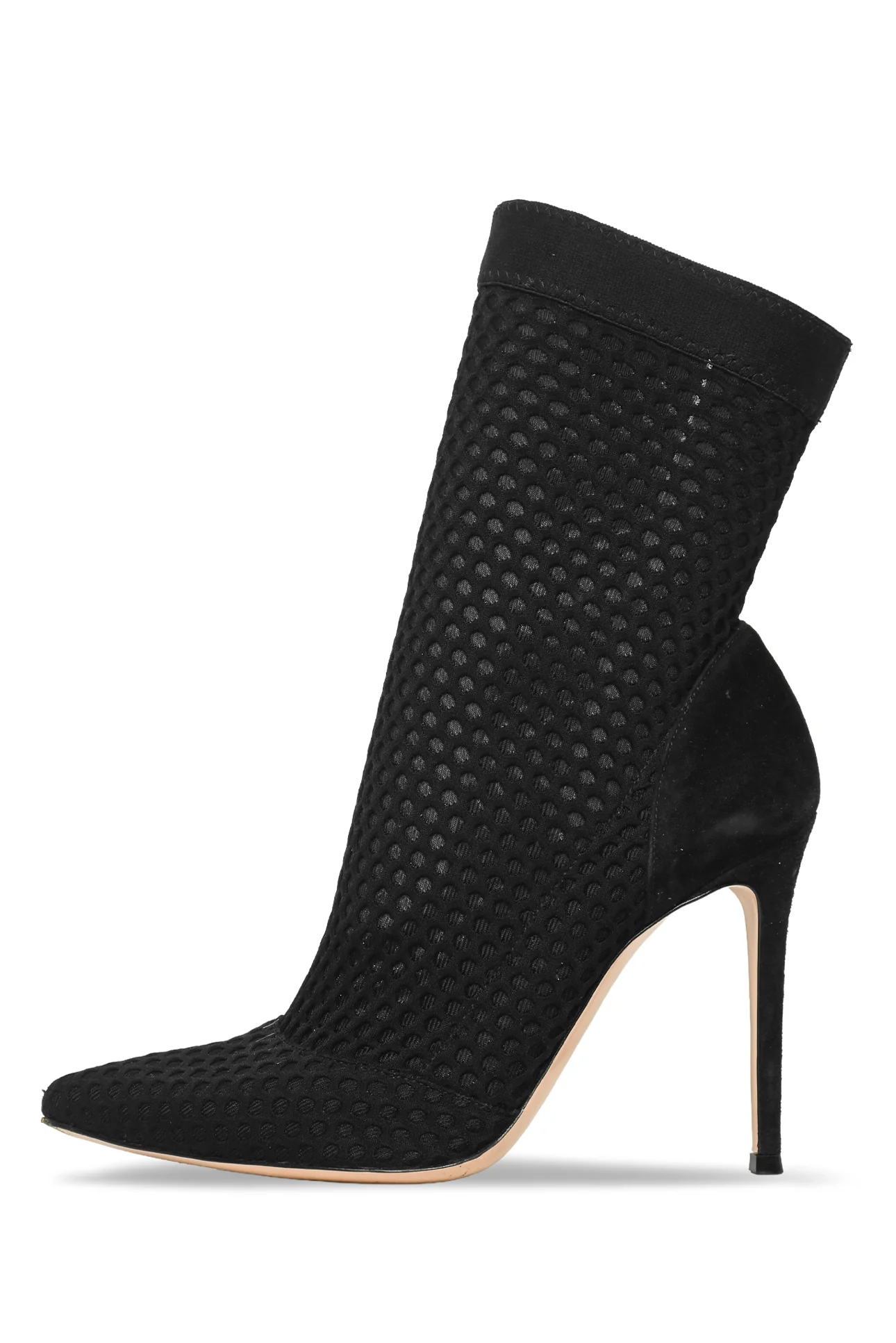 Gianvito Rossi Size 38.5 Mesh & Suede Knit Sock Ankle Boots - Image 3