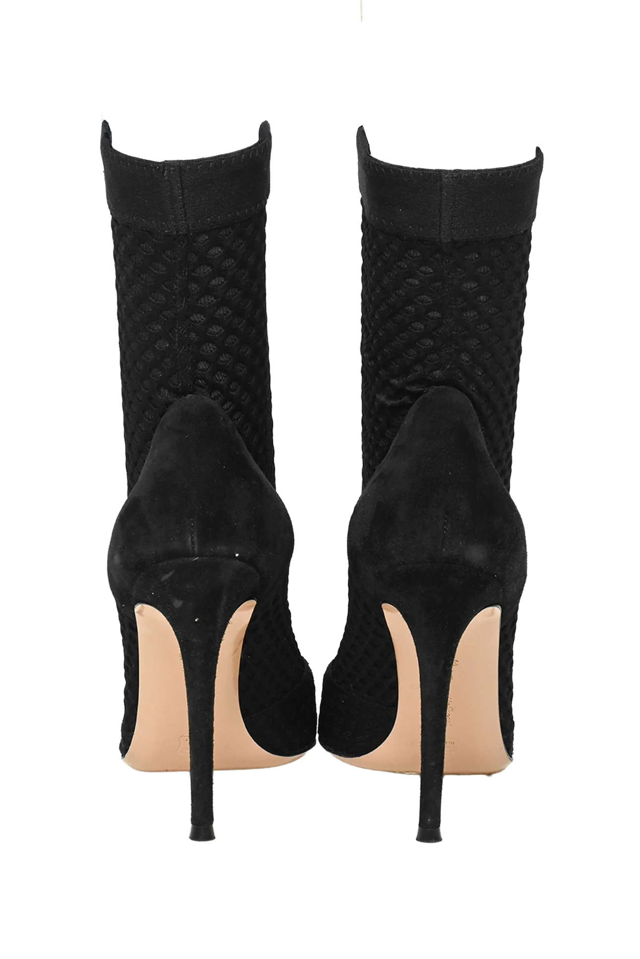 Gianvito Rossi Size 38.5 Mesh & Suede Knit Sock Ankle Boots - Image 4