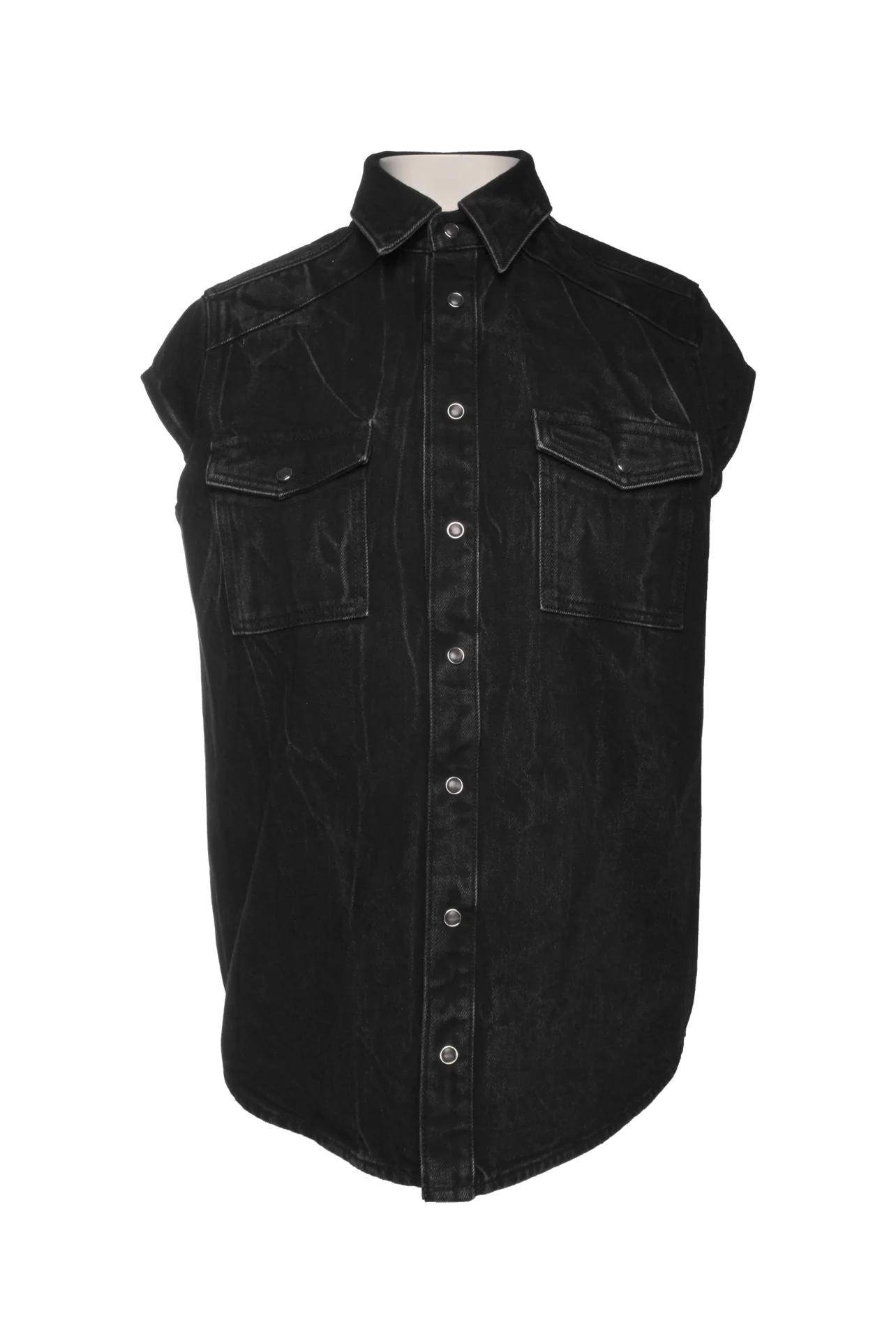 Givenchy Size 2 Sleeveless Denim Shirt
