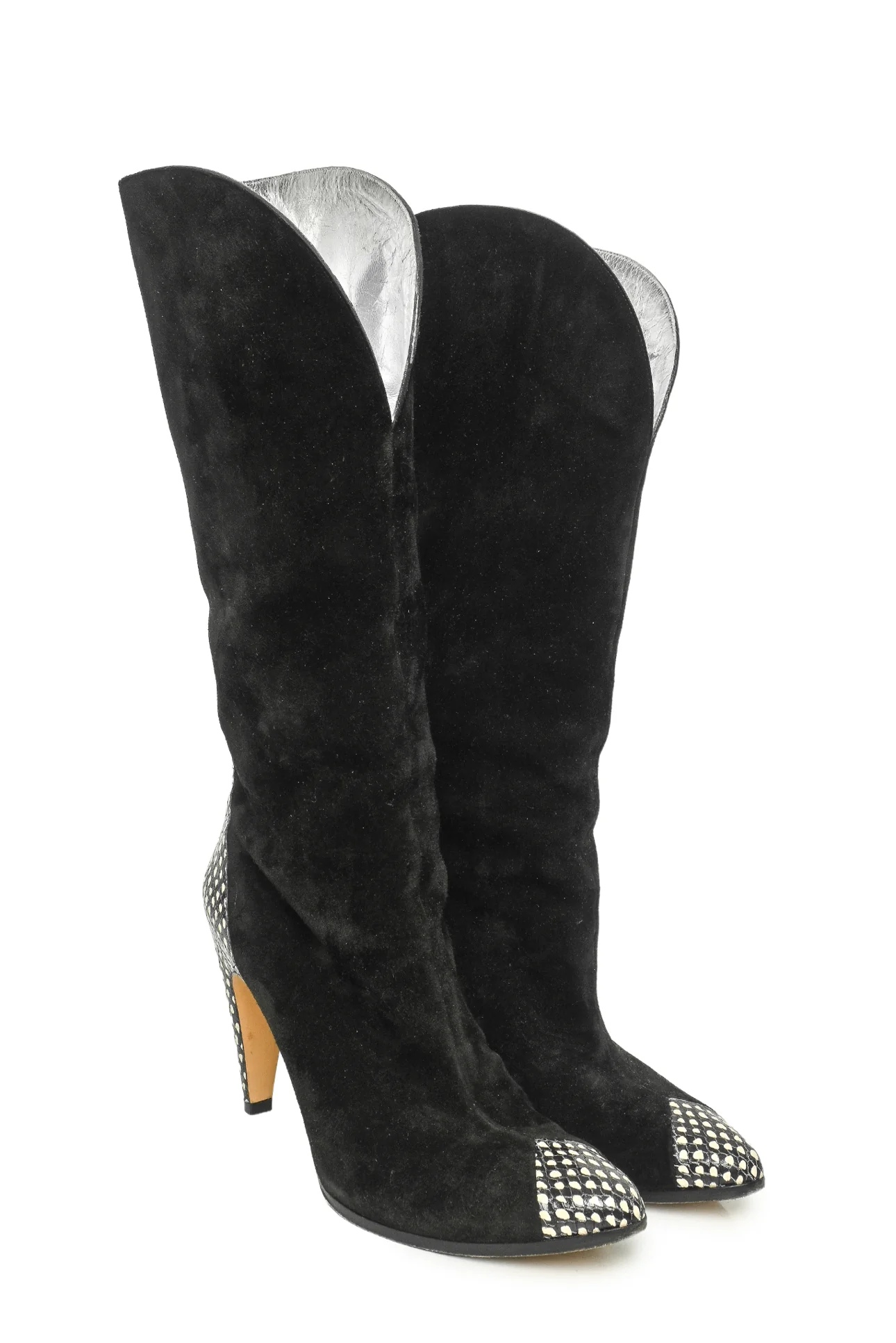 Givenchy Size 40 Snakeskin Trim Suede Boots - Image 2