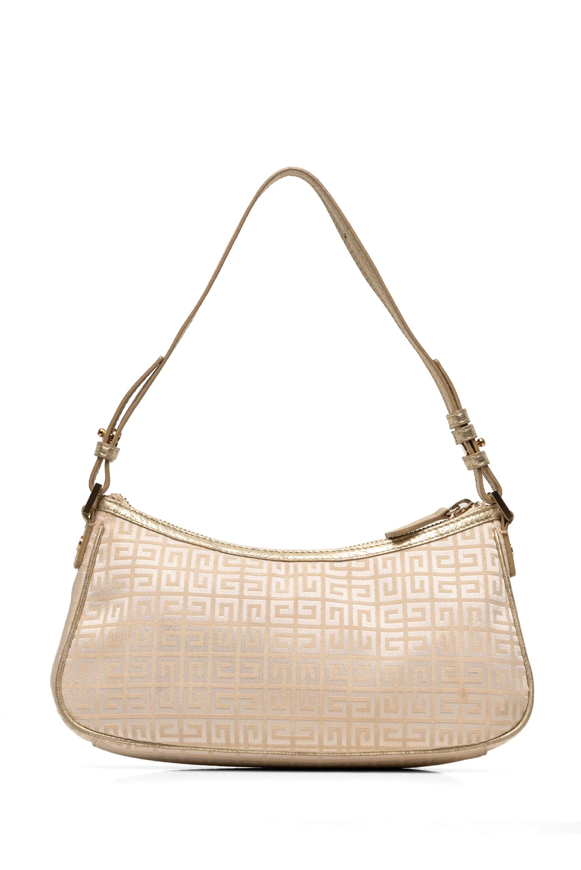 Givenchy Vintage G Canvas Gold Leather Trim Baguette Shoulder Bag - Image 3