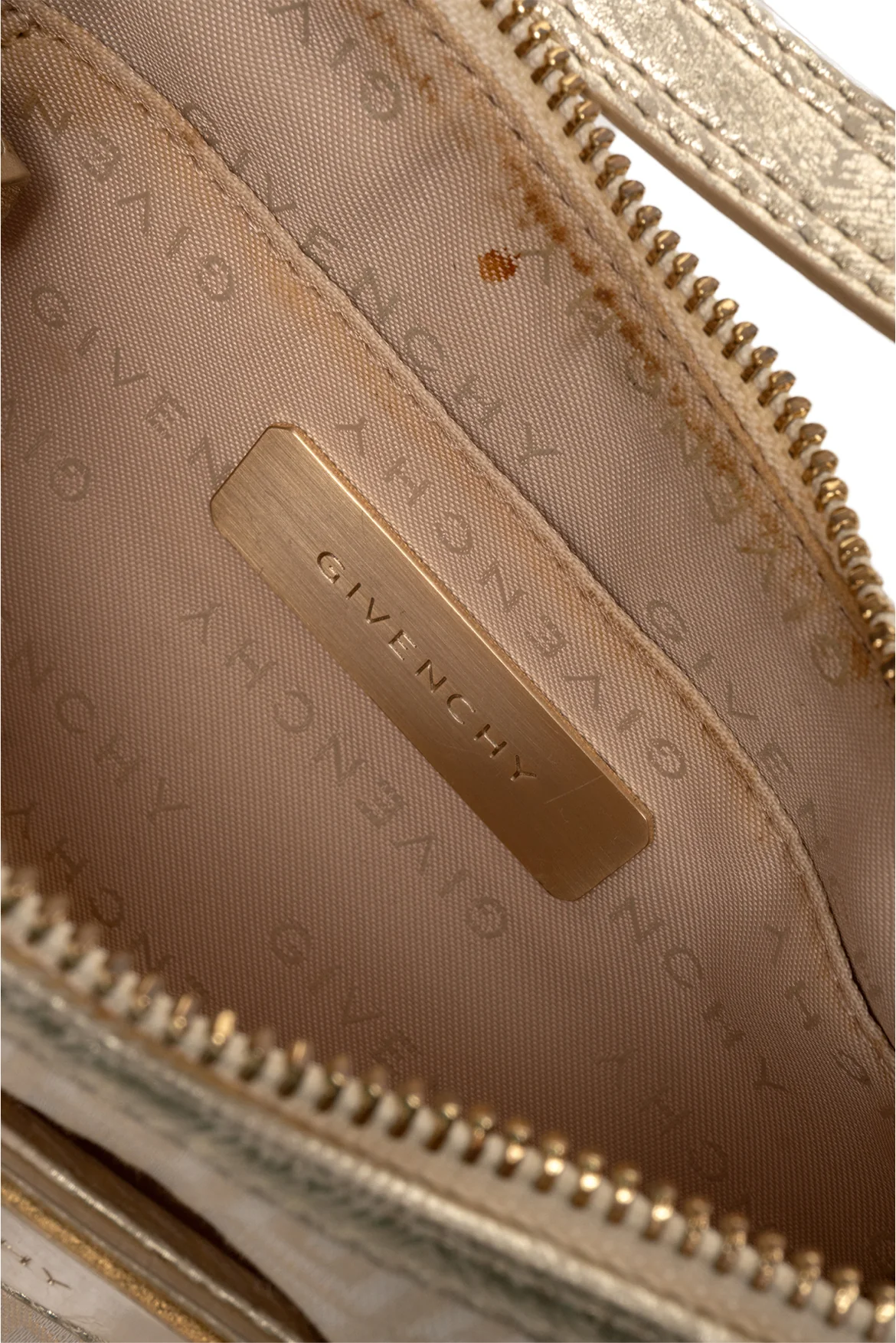 Givenchy Vintage G Canvas Gold Leather Trim Baguette Shoulder Bag - Image 4
