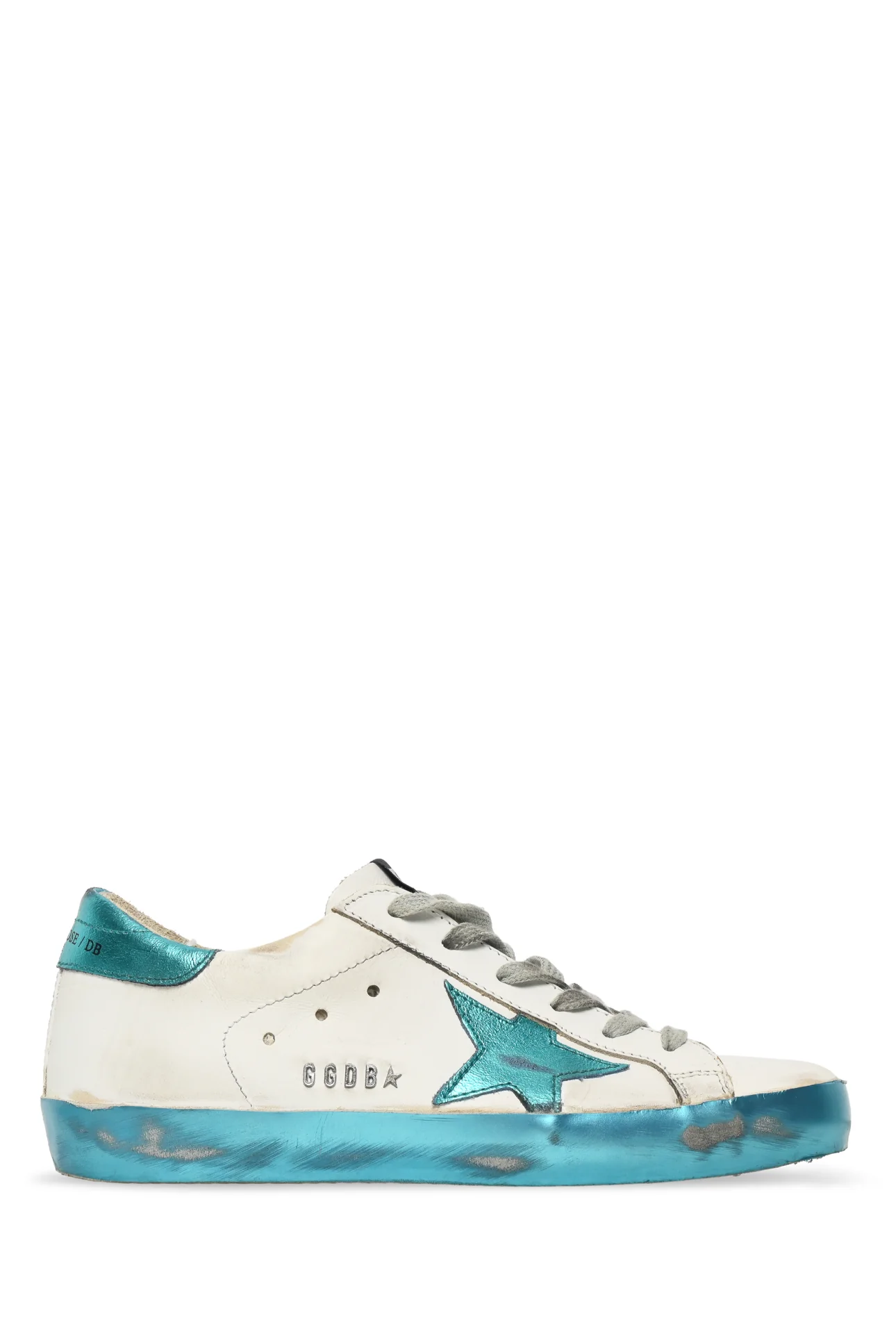 Golden Goose Size 37 Superstar Distressed Metallic Leather Low Top Sneaker