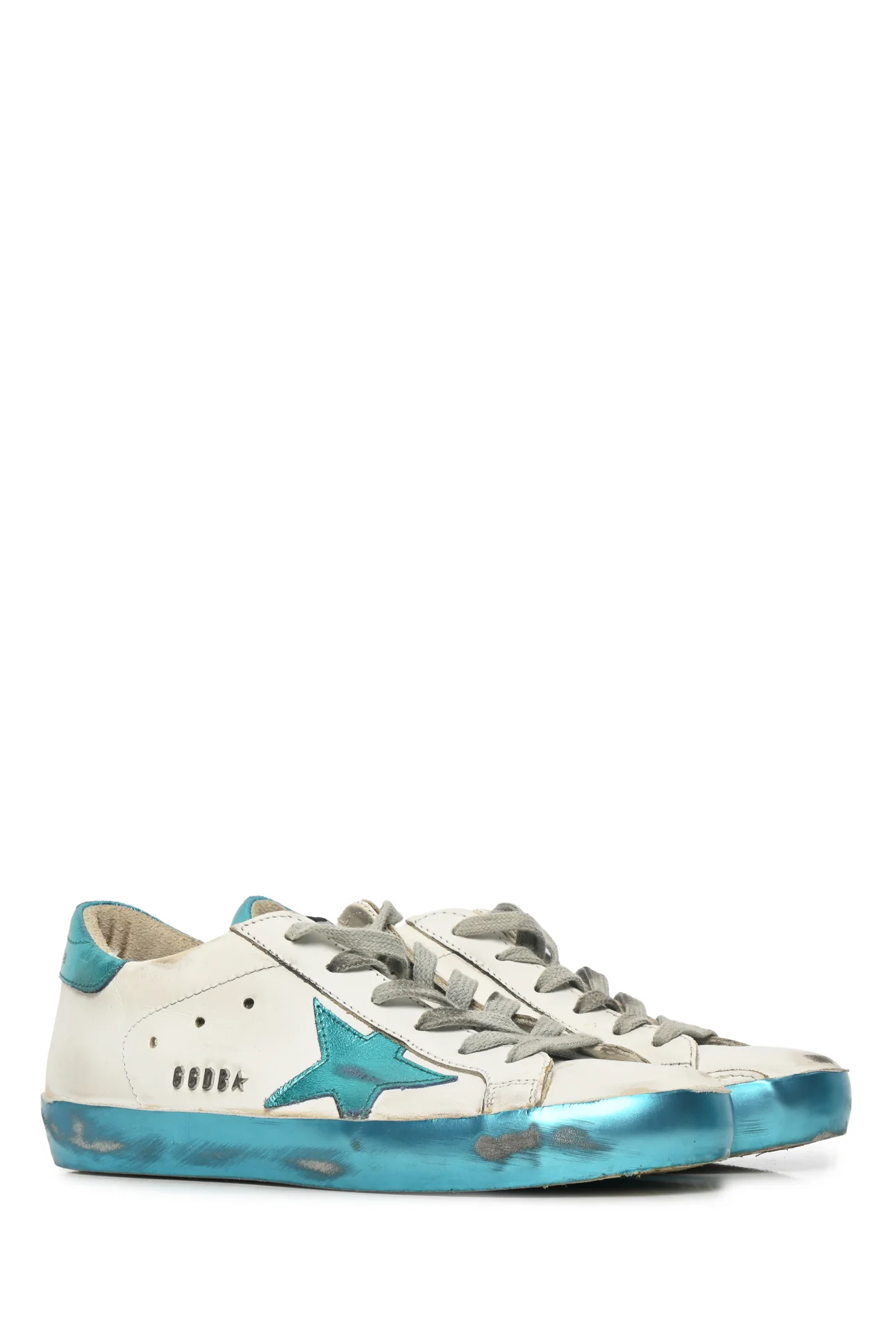 Golden Goose Size 37 Superstar Distressed Metallic Leather Low Top Sneaker - Image 2