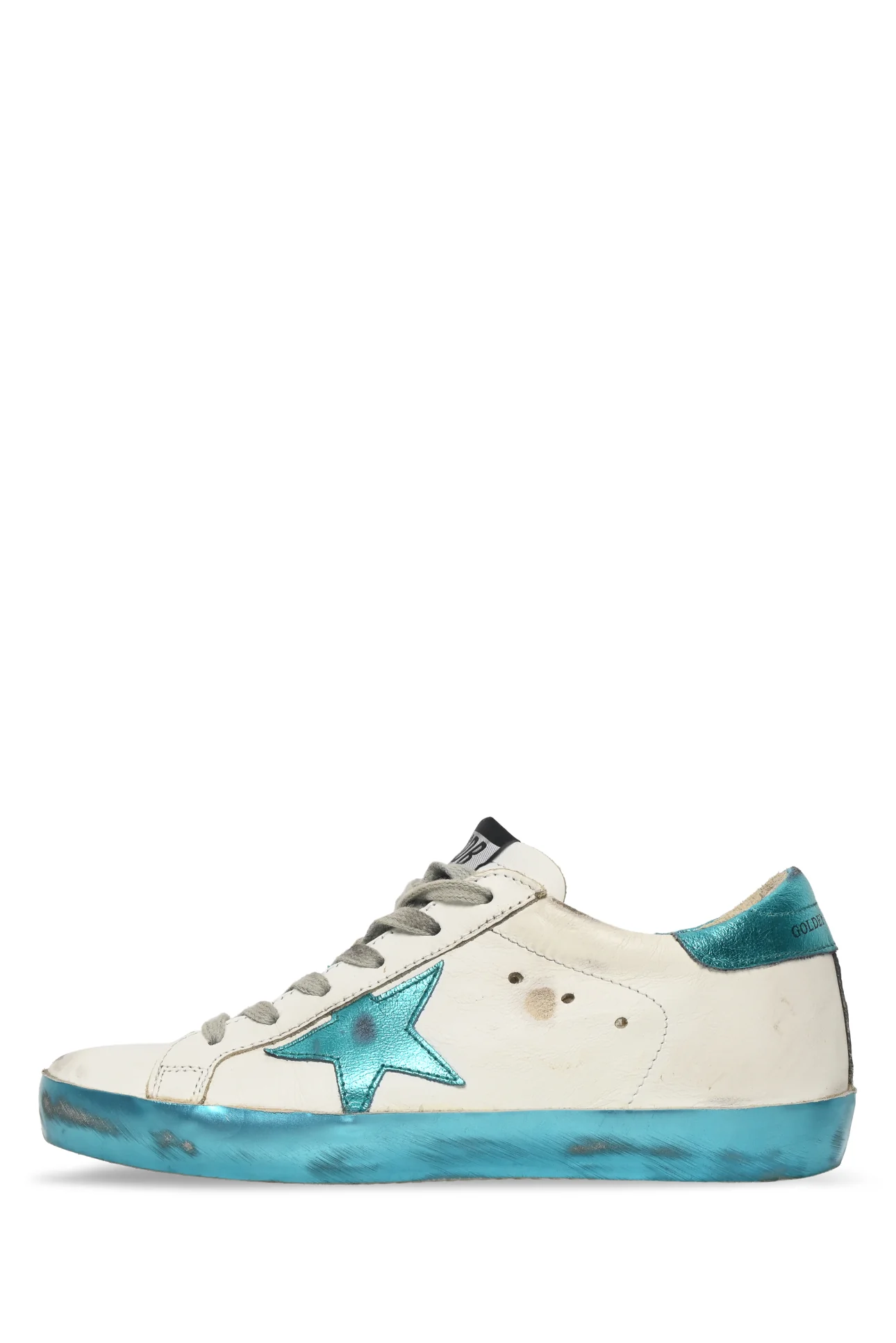 Golden Goose Size 37 Superstar Distressed Metallic Leather Low Top Sneaker - Image 3