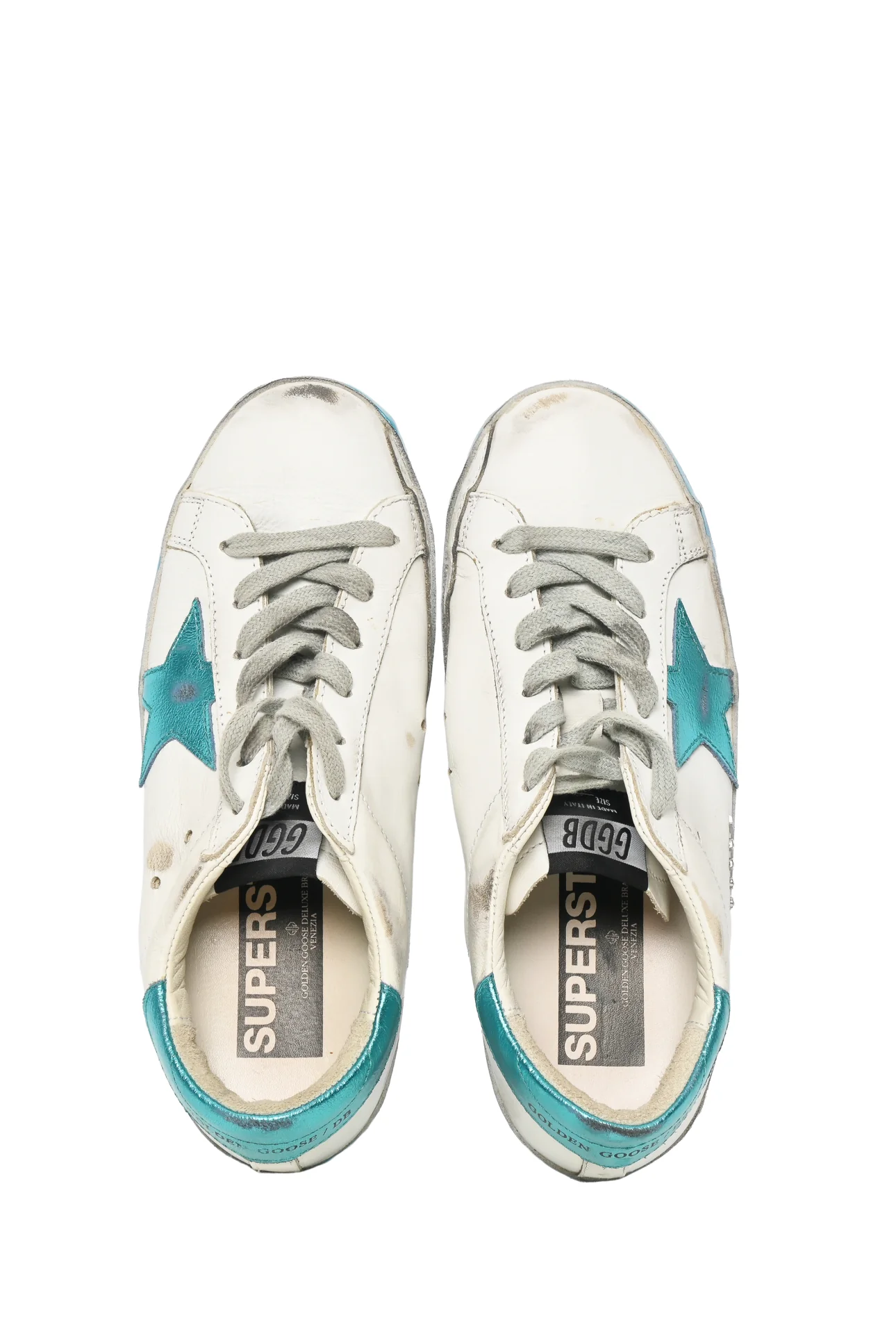Golden Goose Size 37 Superstar Distressed Metallic Leather Low Top Sneaker - Image 5