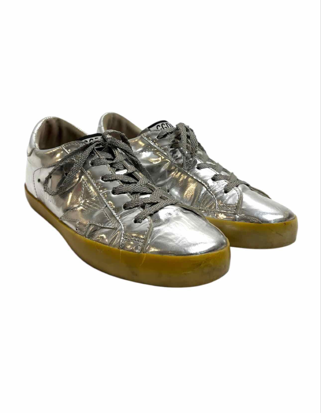 Golden Goose Size 38 Superstar Metallic Silver Leather Sneaker - Image 2