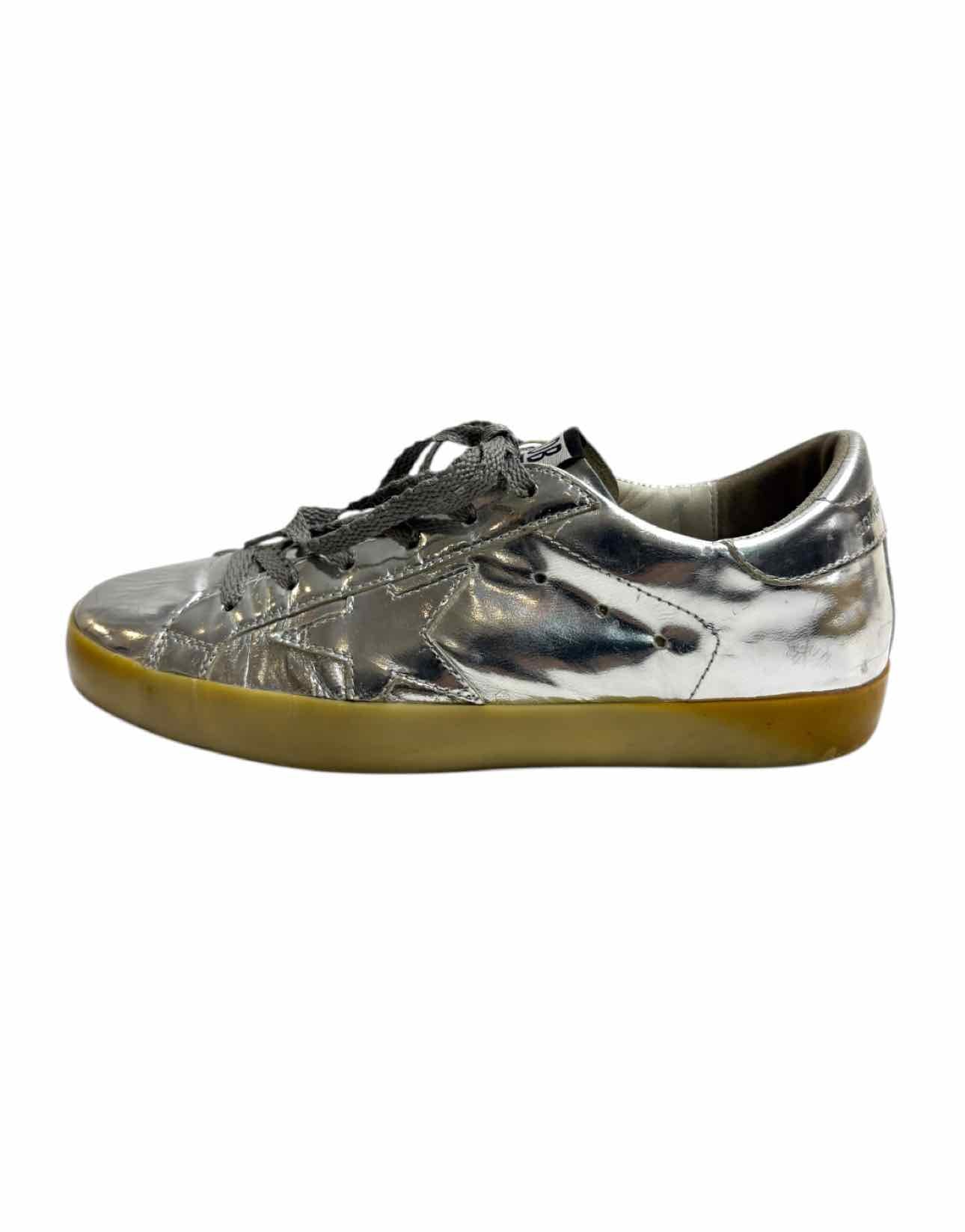 Golden Goose Size 38 Superstar Metallic Silver Leather Sneaker - Image 3