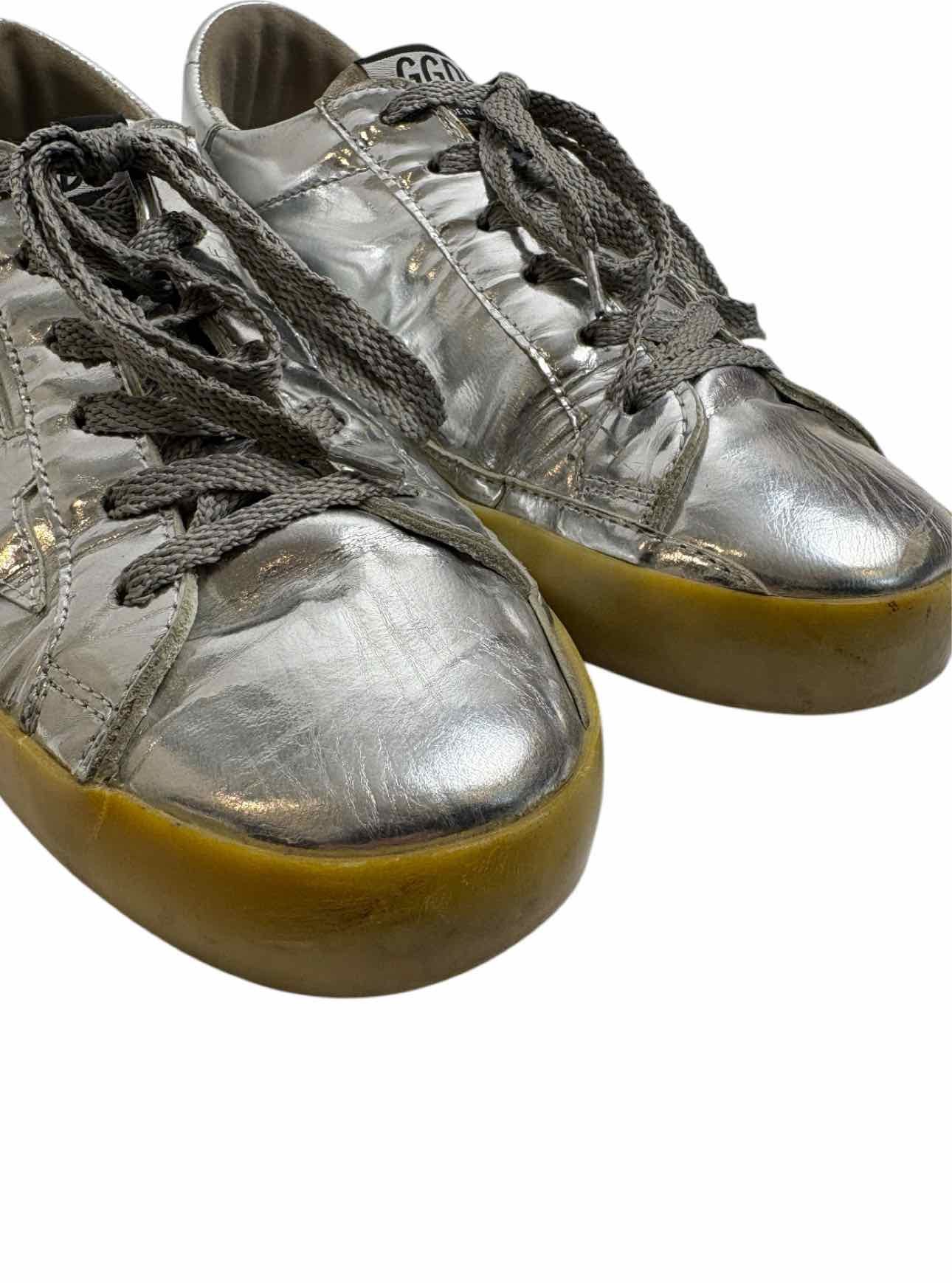 Golden Goose Size 38 Superstar Metallic Silver Leather Sneaker - Image 6