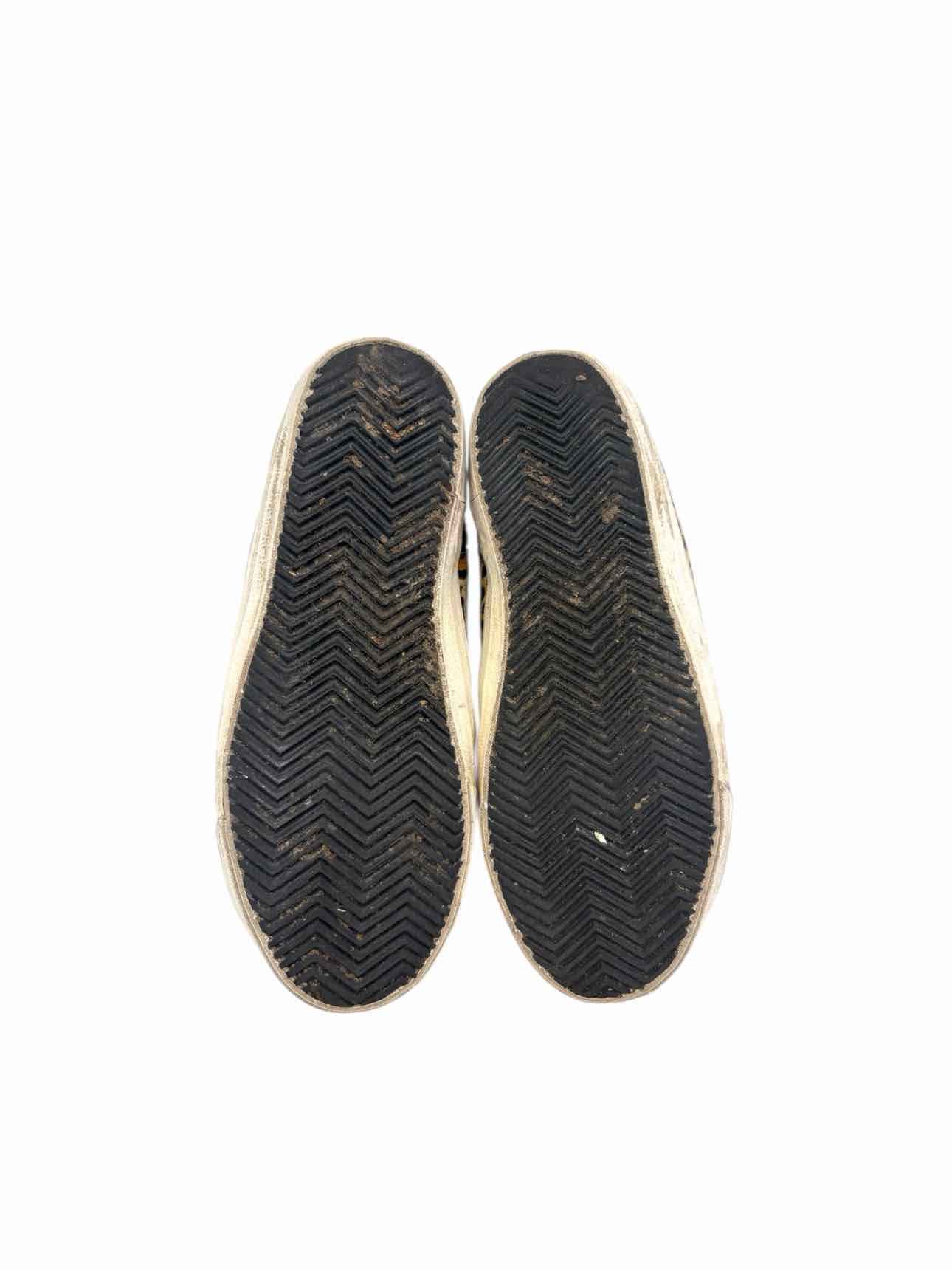 Golden Goose Size Slide Distressed Shearling Lined Leopard Print Suede Sneaker - Image 5