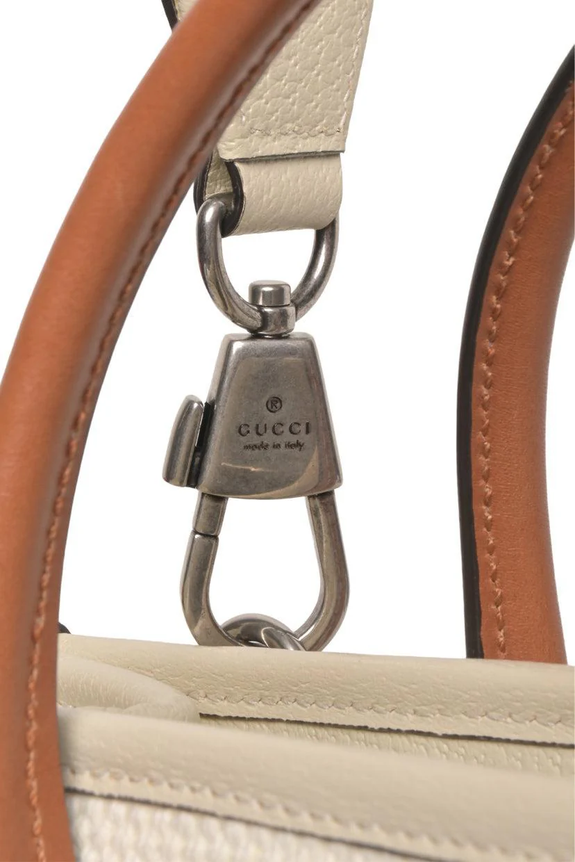 Gucci Interlocking G Embroidered Web Trim 2way Canvas Tote - Image 6