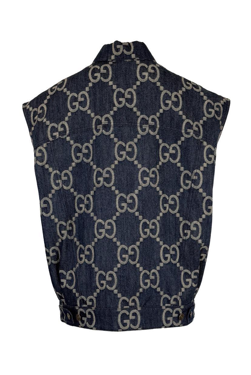 Gucci Jumbo GG Denim Size 48 Men's Vest - Image 2