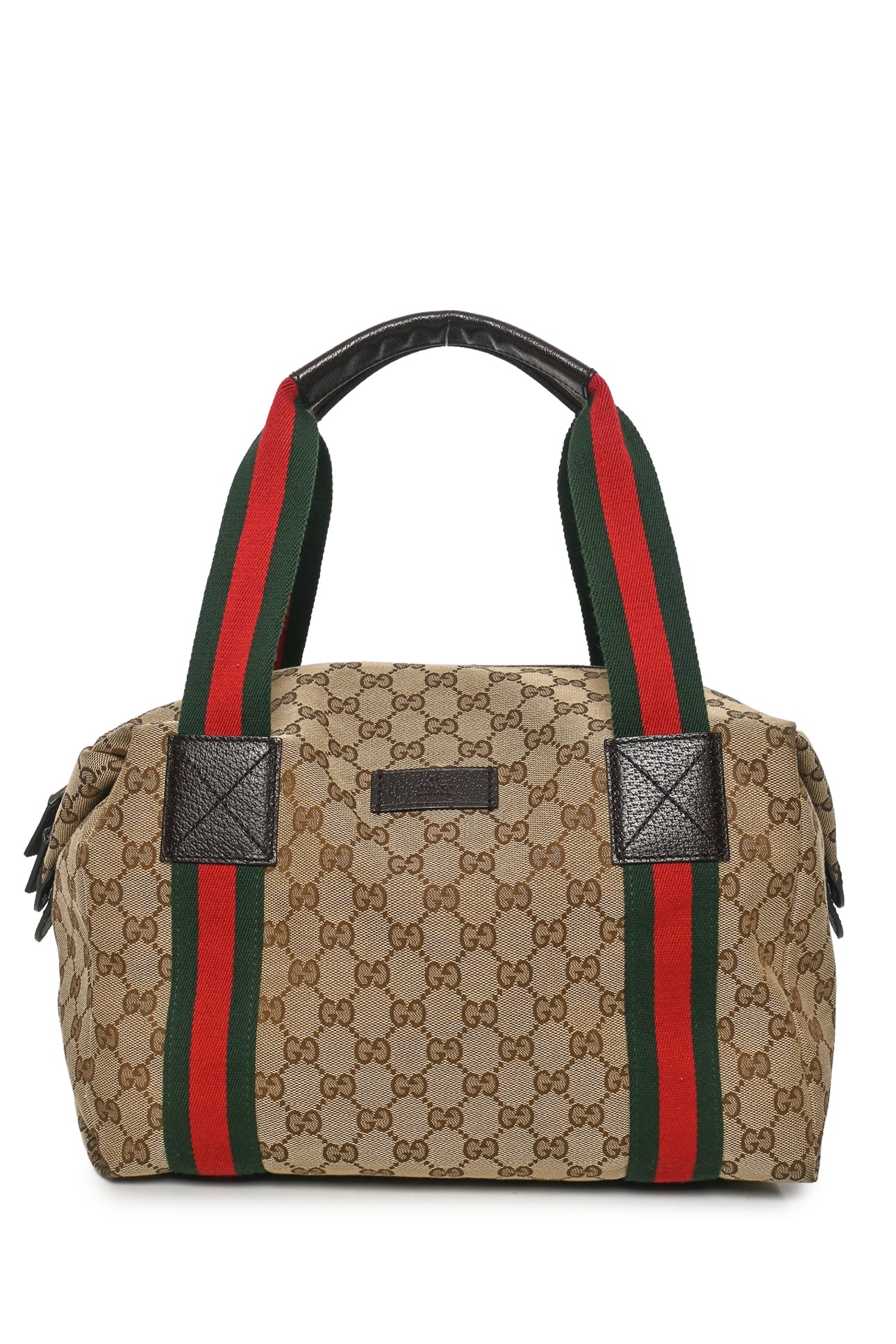 Gucci Medium GG Canvas Web Boston Bag