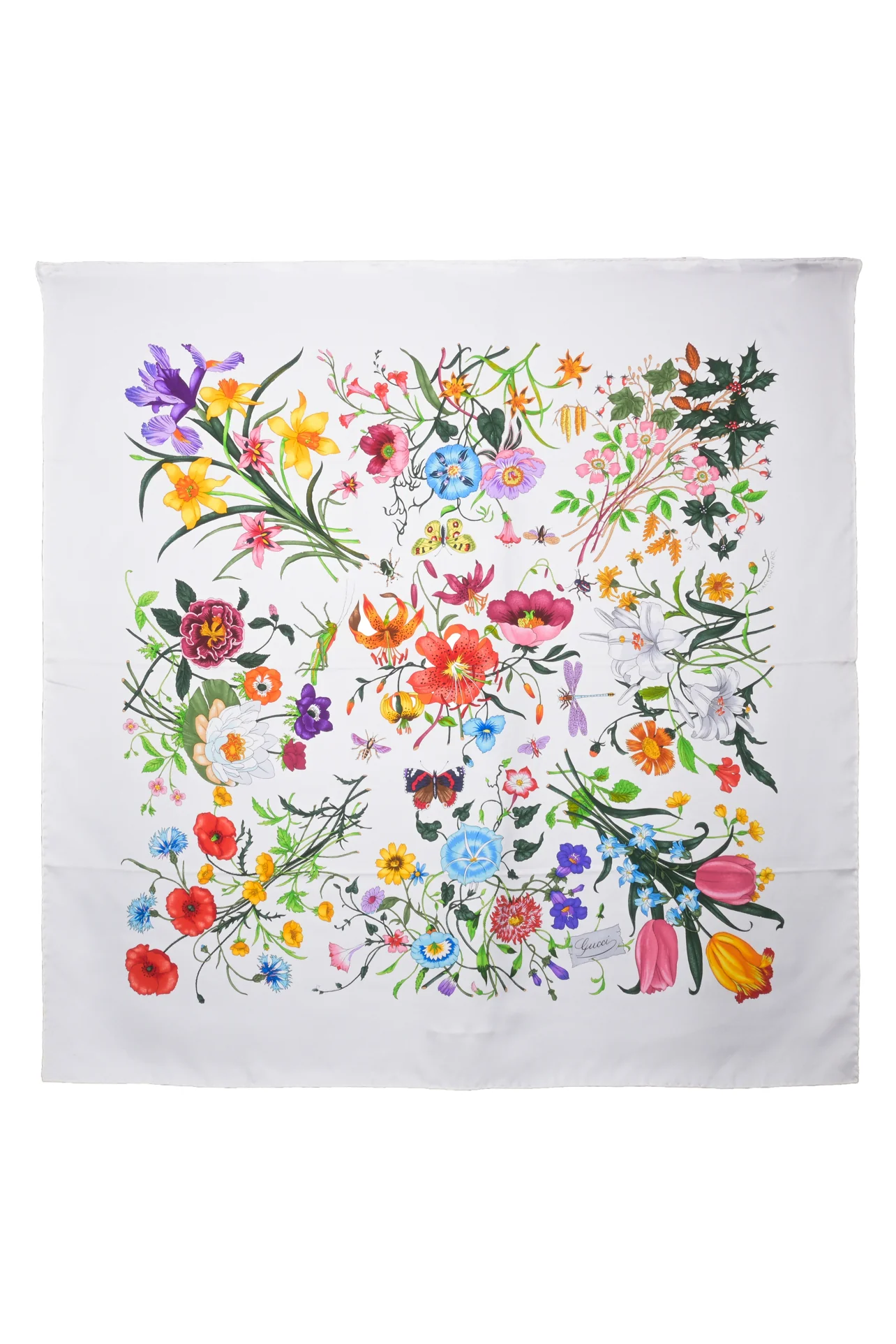 Gucci Printed Flora Silk Twill Carre