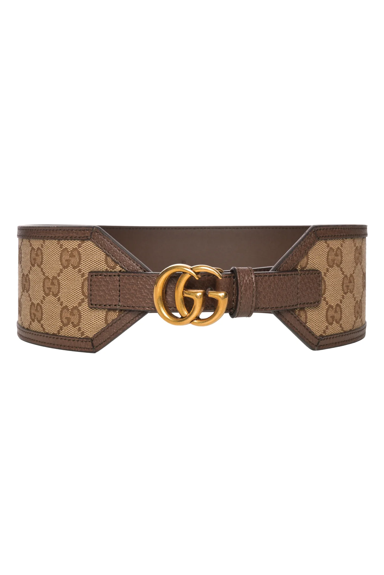 Gucci Size 28 GG Marmont Wide Leather & Monogram Canvas Belt