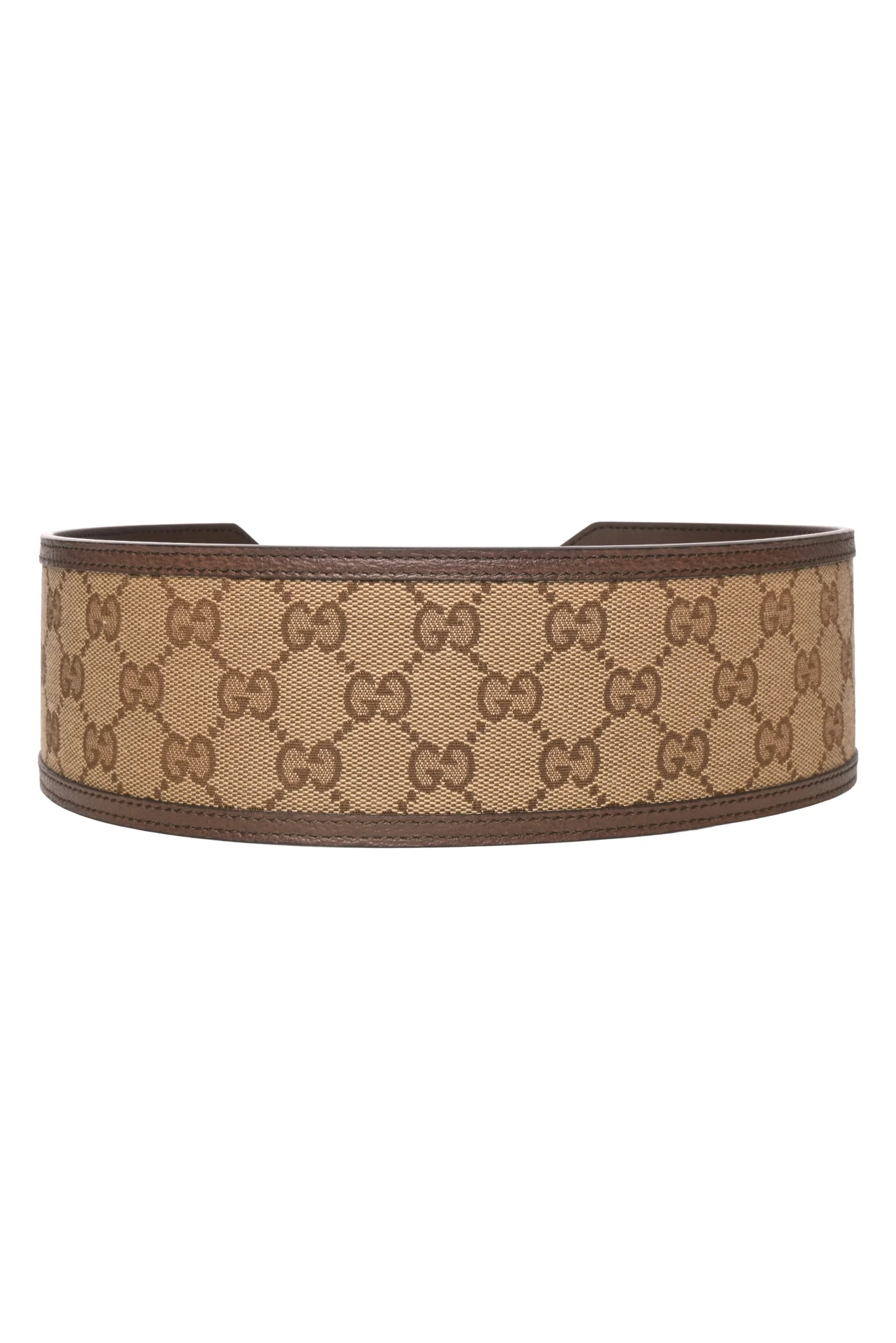 Gucci Size 28 GG Marmont Wide Leather & Monogram Canvas Belt - Image 2