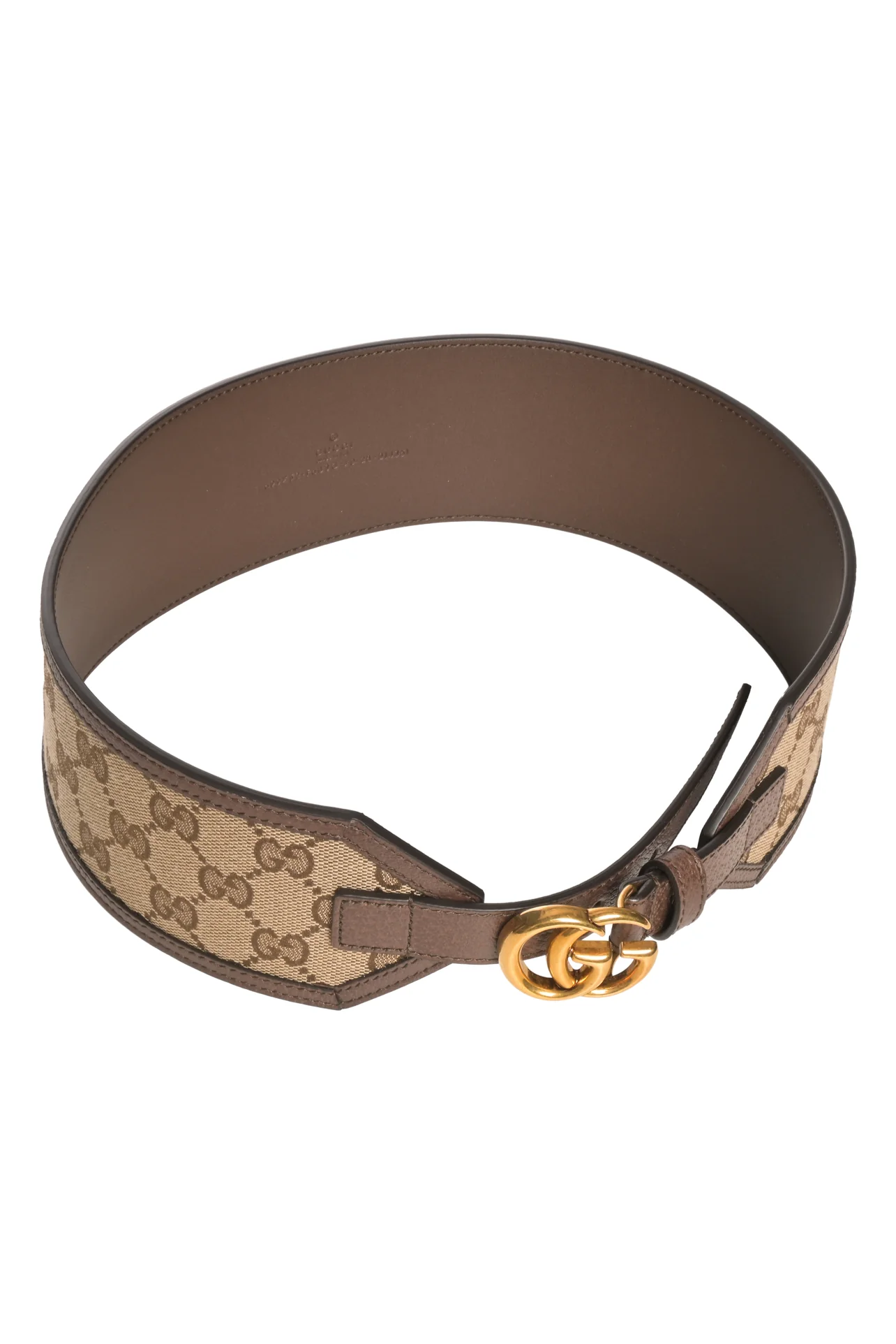 Gucci Size 28 GG Marmont Wide Leather & Monogram Canvas Belt - Image 3