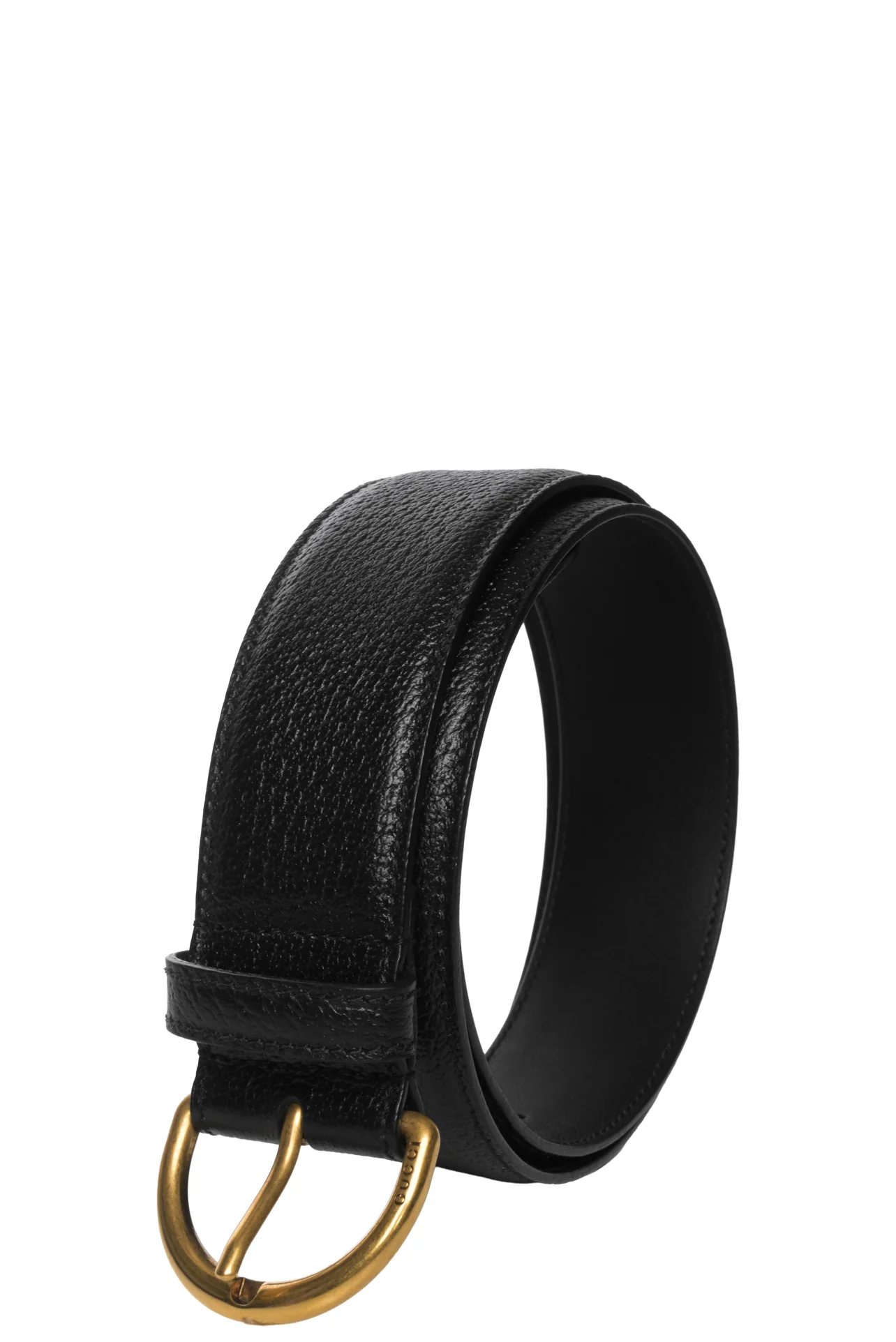 Gucci Size 32 Grained Leather Logo Buckle Belt - Image 2