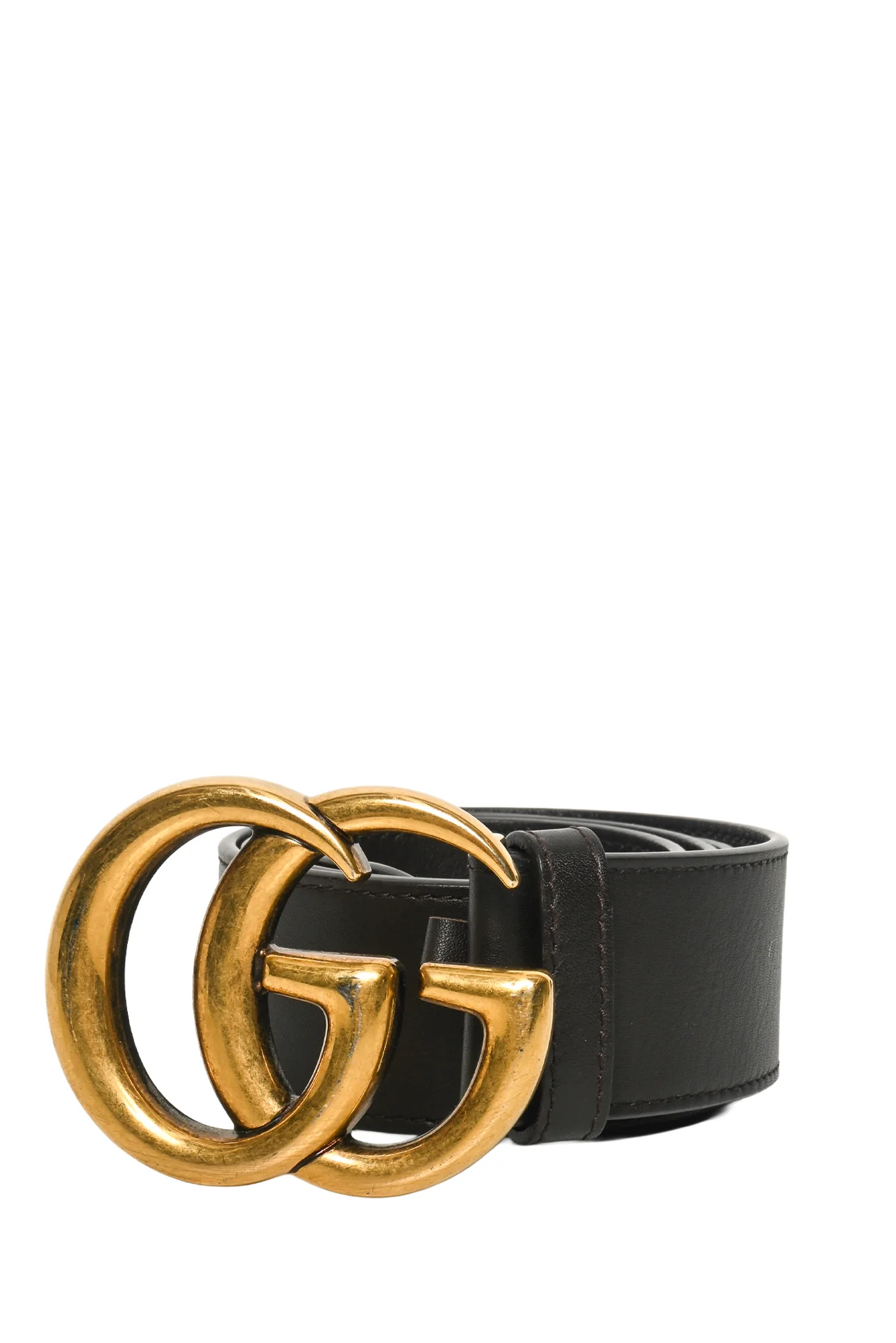 Gucci Size 34 Chocolate Brown GG Marmont Wide Leather Belt