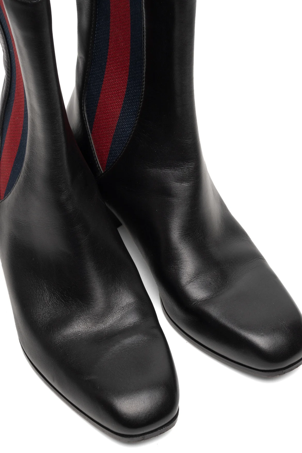 Gucci Size 35.5 Calfskin Web Karen Ankle Boots - Image 5