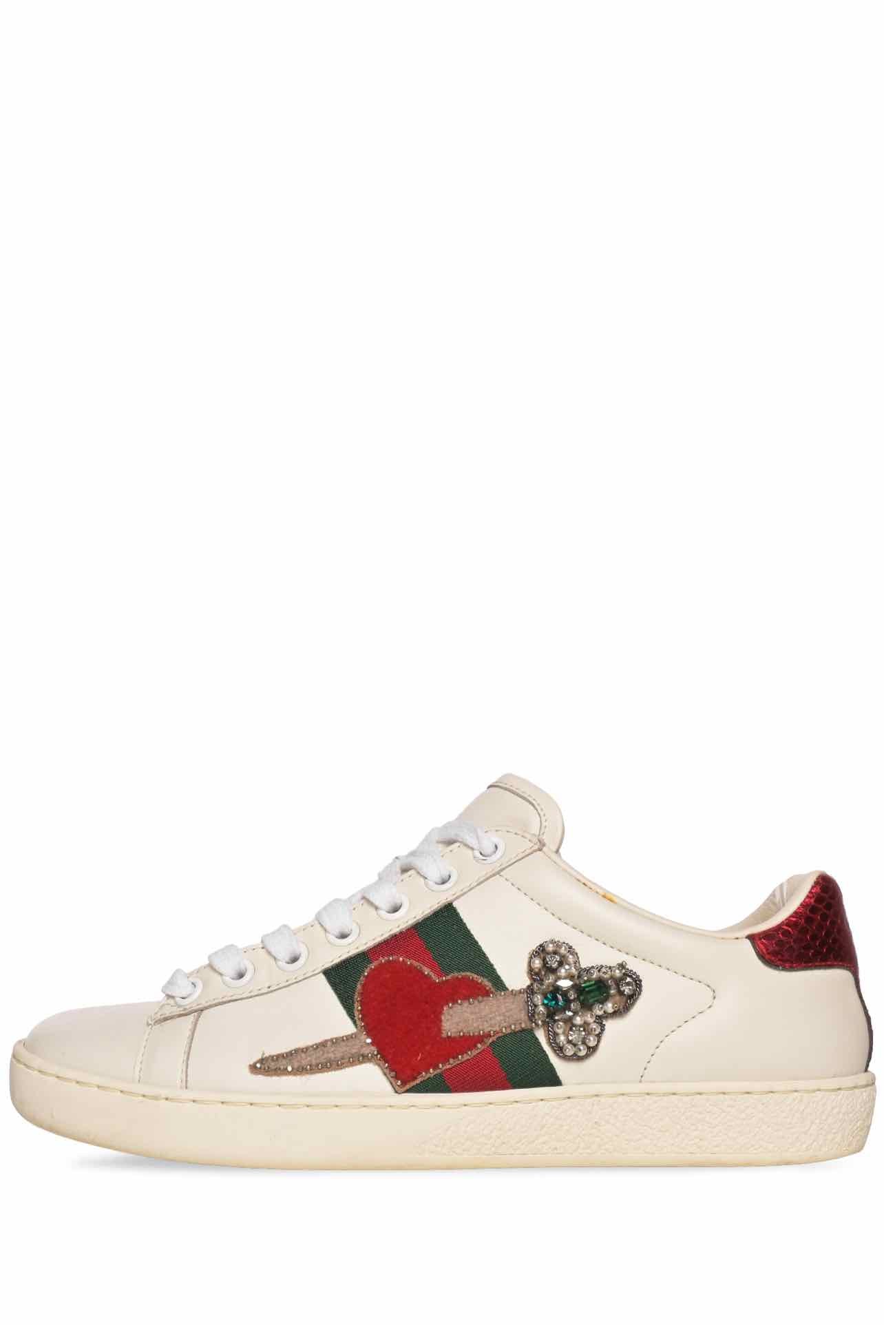 Gucci Size 35 Daggered Heart Ace Sneaker - Image 3