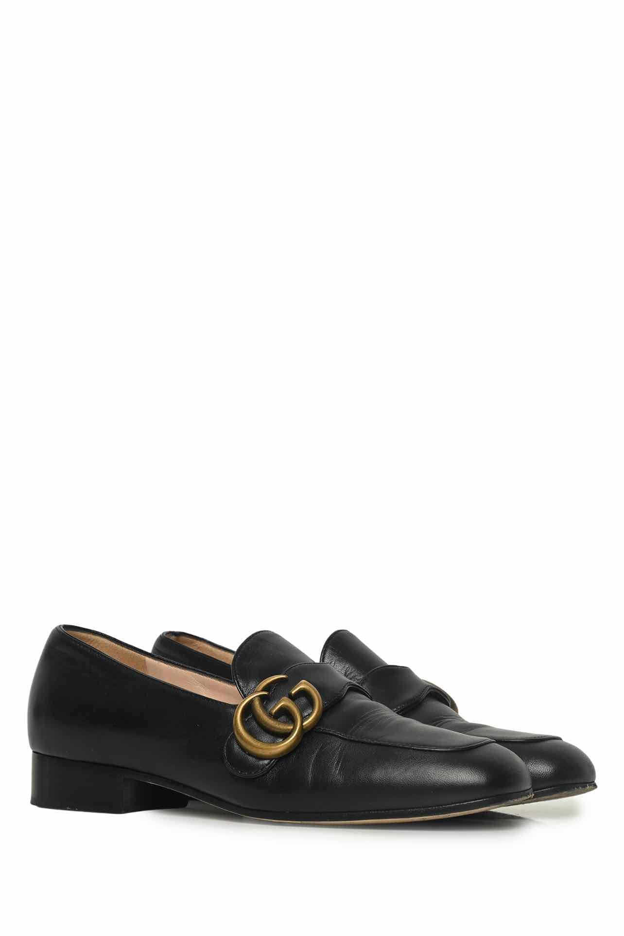 Gucci Size 35 Leather GG Marmont Loafers - Image 2