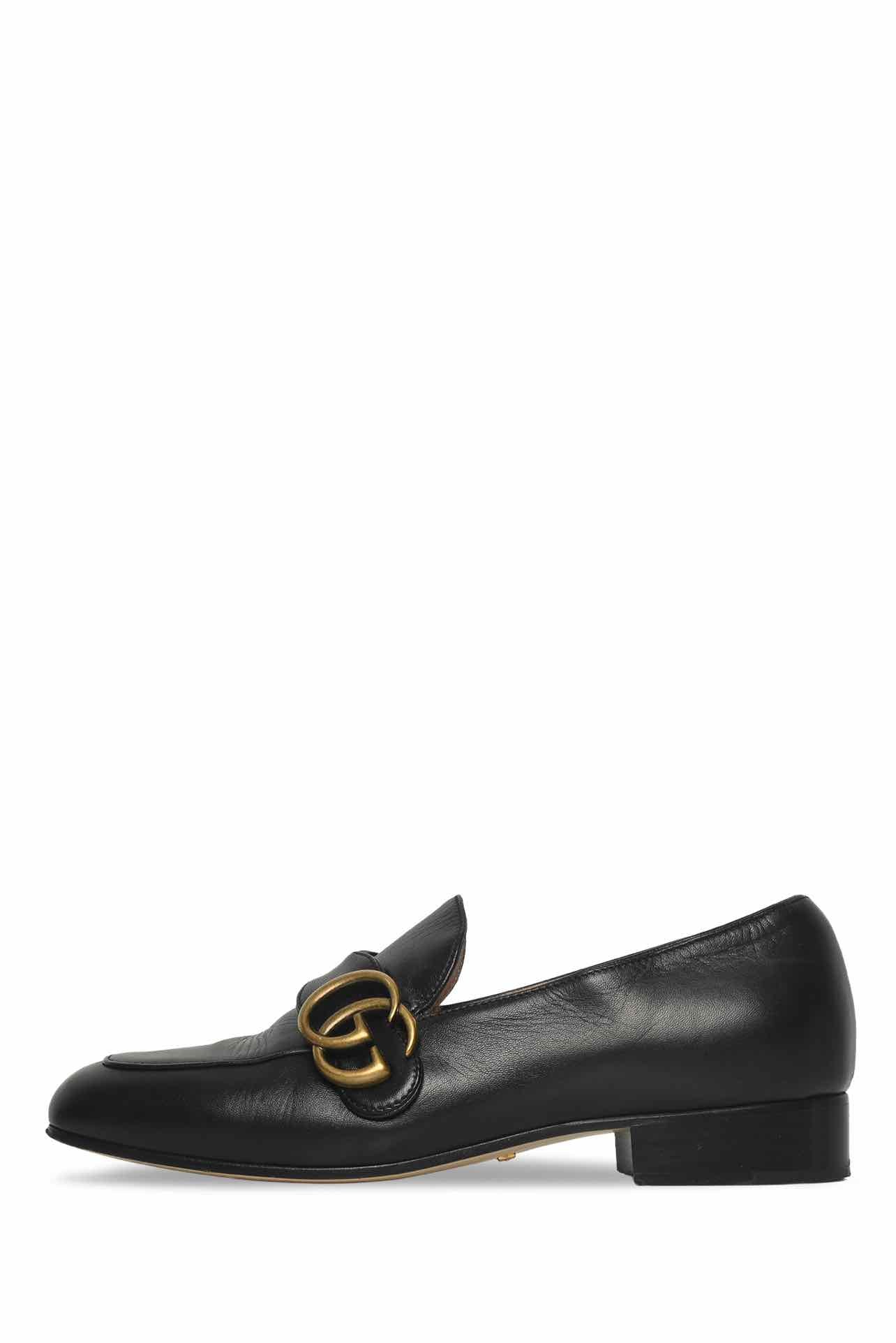 Gucci Size 35 Leather GG Marmont Loafers - Image 3