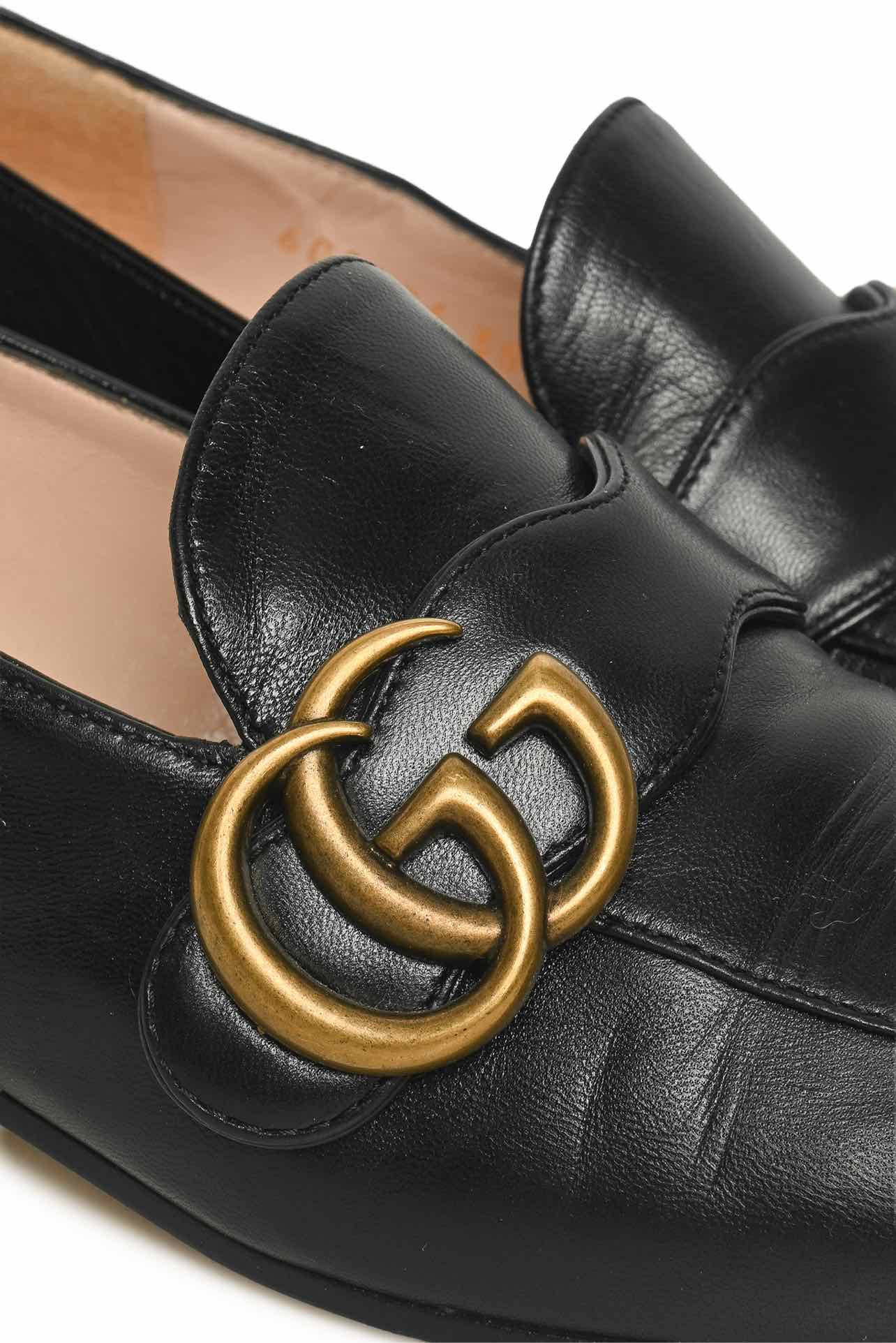 Gucci Size 35 Leather GG Marmont Loafers - Image 6