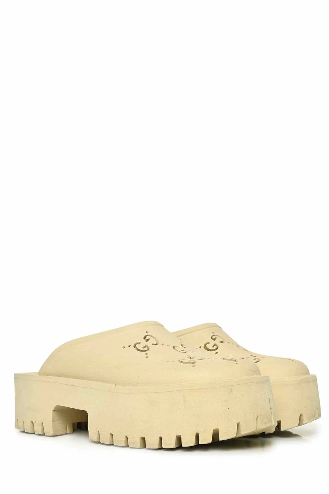 Gucci Size 35 Rubber Monogram GG Platform Slides - Image 2