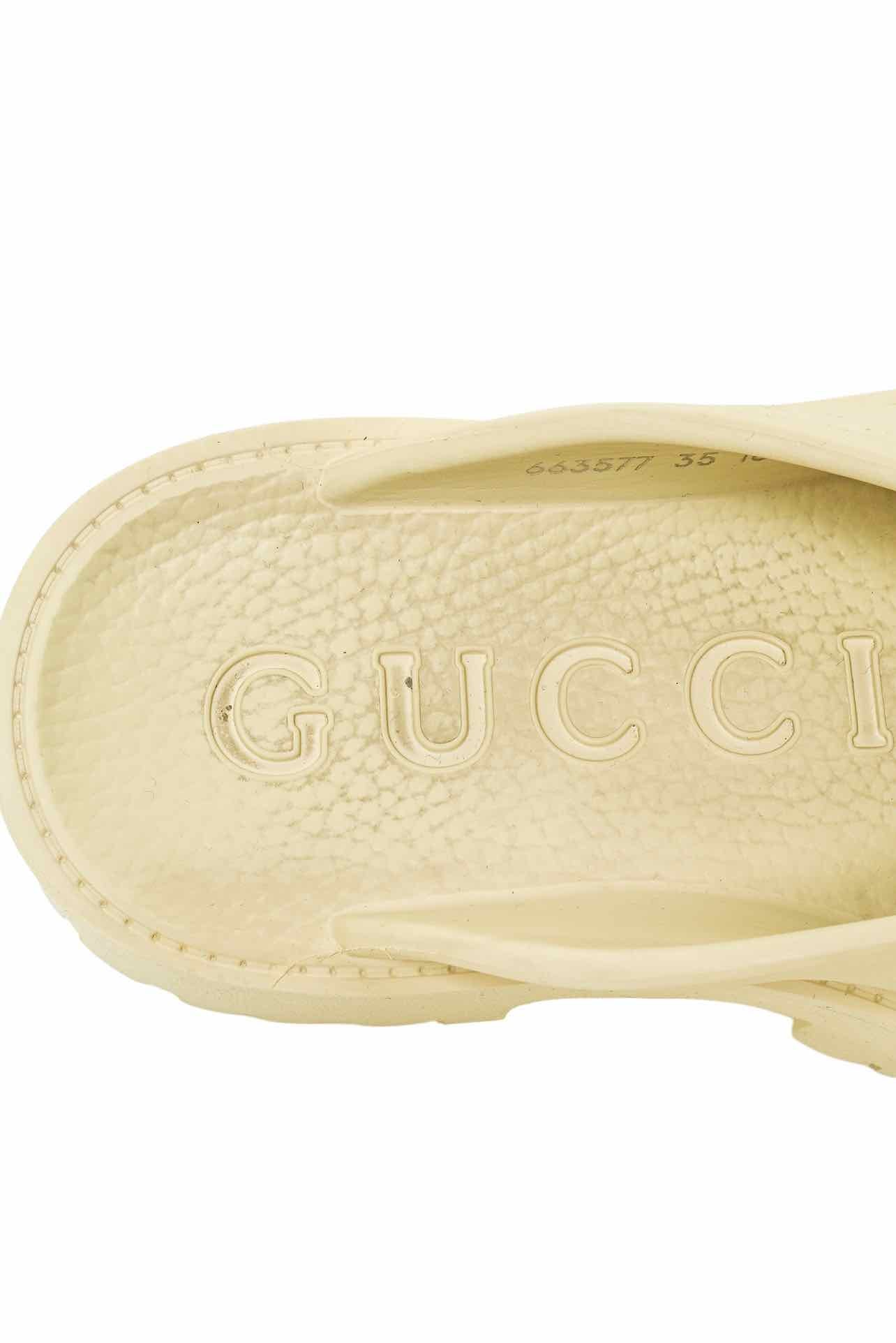 Gucci Size 35 Rubber Monogram GG Platform Slides - Image 5