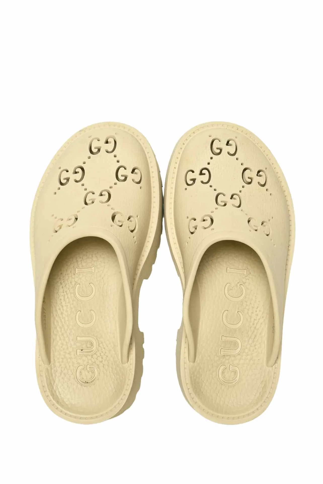 Gucci Size 35 Rubber Monogram GG Platform Slides - Image 6