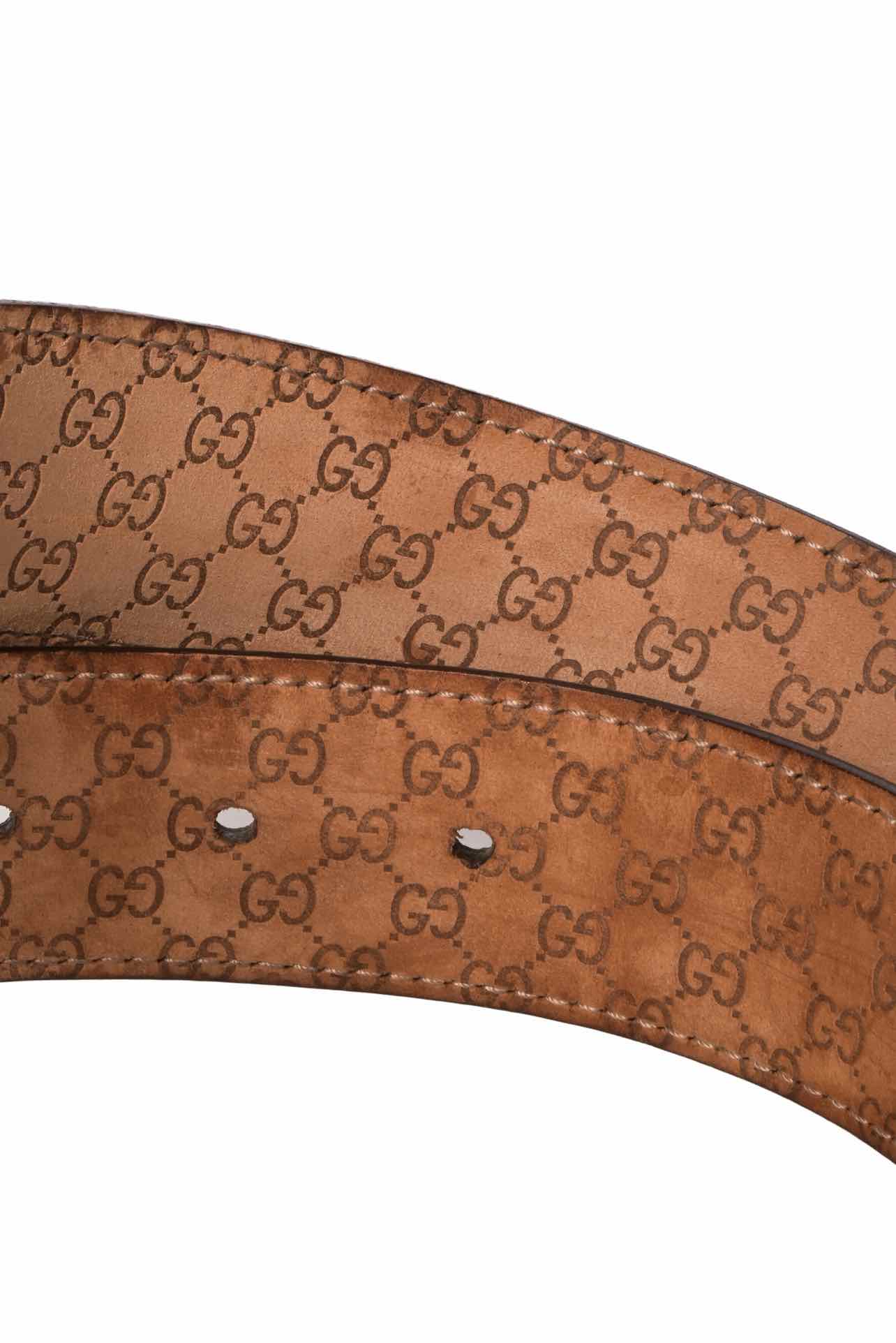 Gucci Size 36 Bamboo Accent Buckle Leather Belt - Image 3
