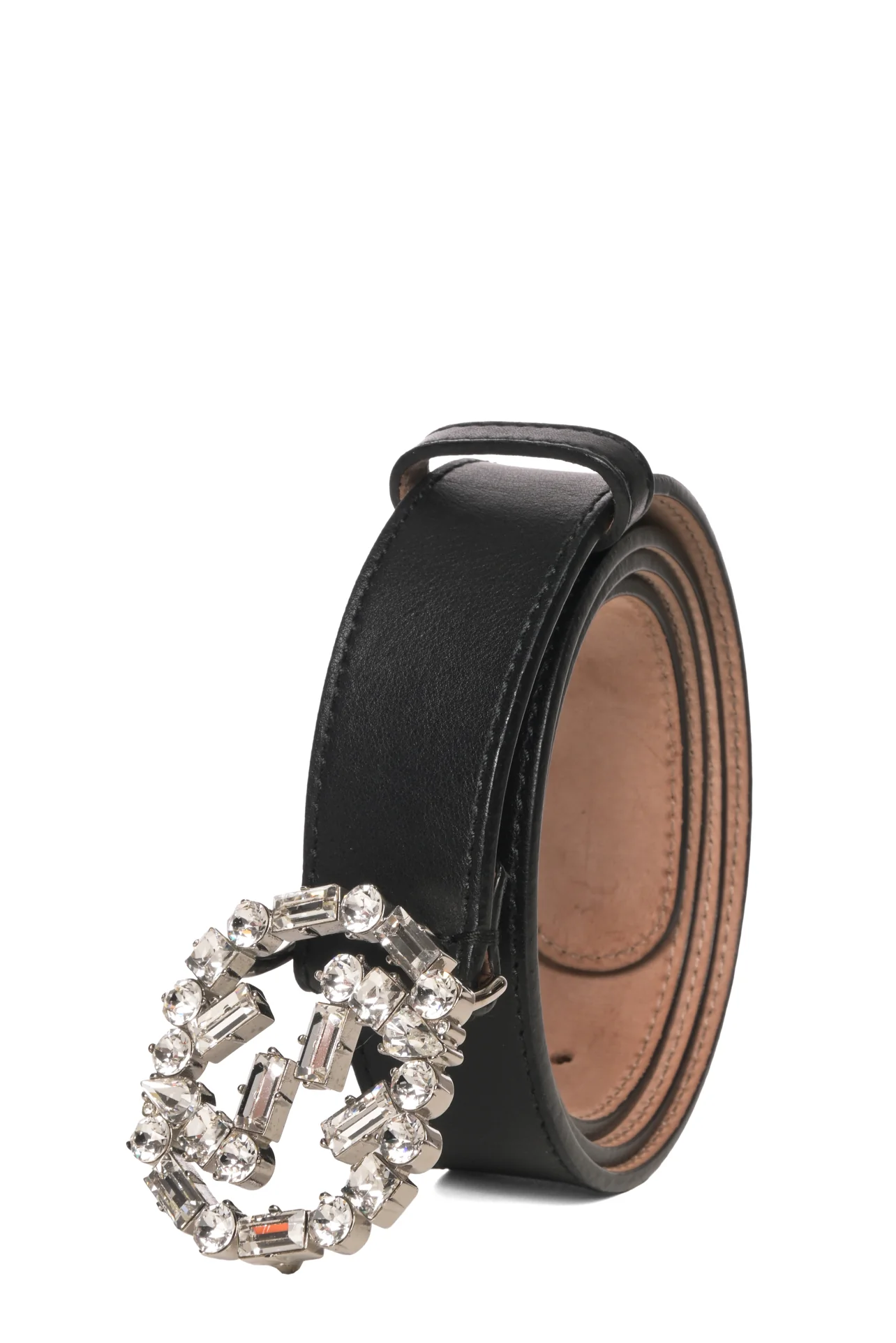Gucci Size 36 Crystal Embellished Interlocking G Leather Belt - Image 2