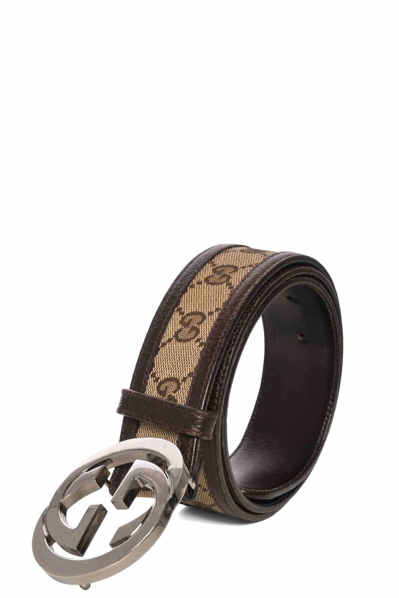 Gucci Size 36 GG Monogram Canvas Belt - Image 2