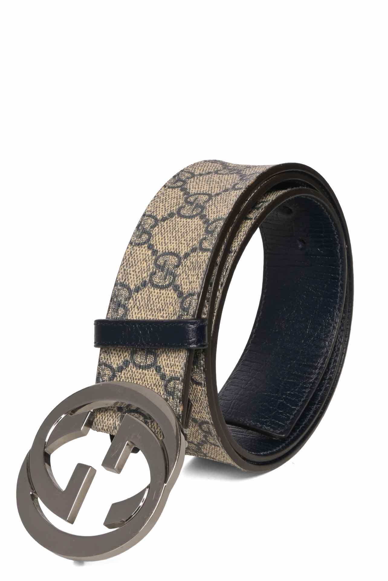Gucci Size 36 GG Supreme Coated Canvas Interlocking G Buckle Men's Belt - Image 2