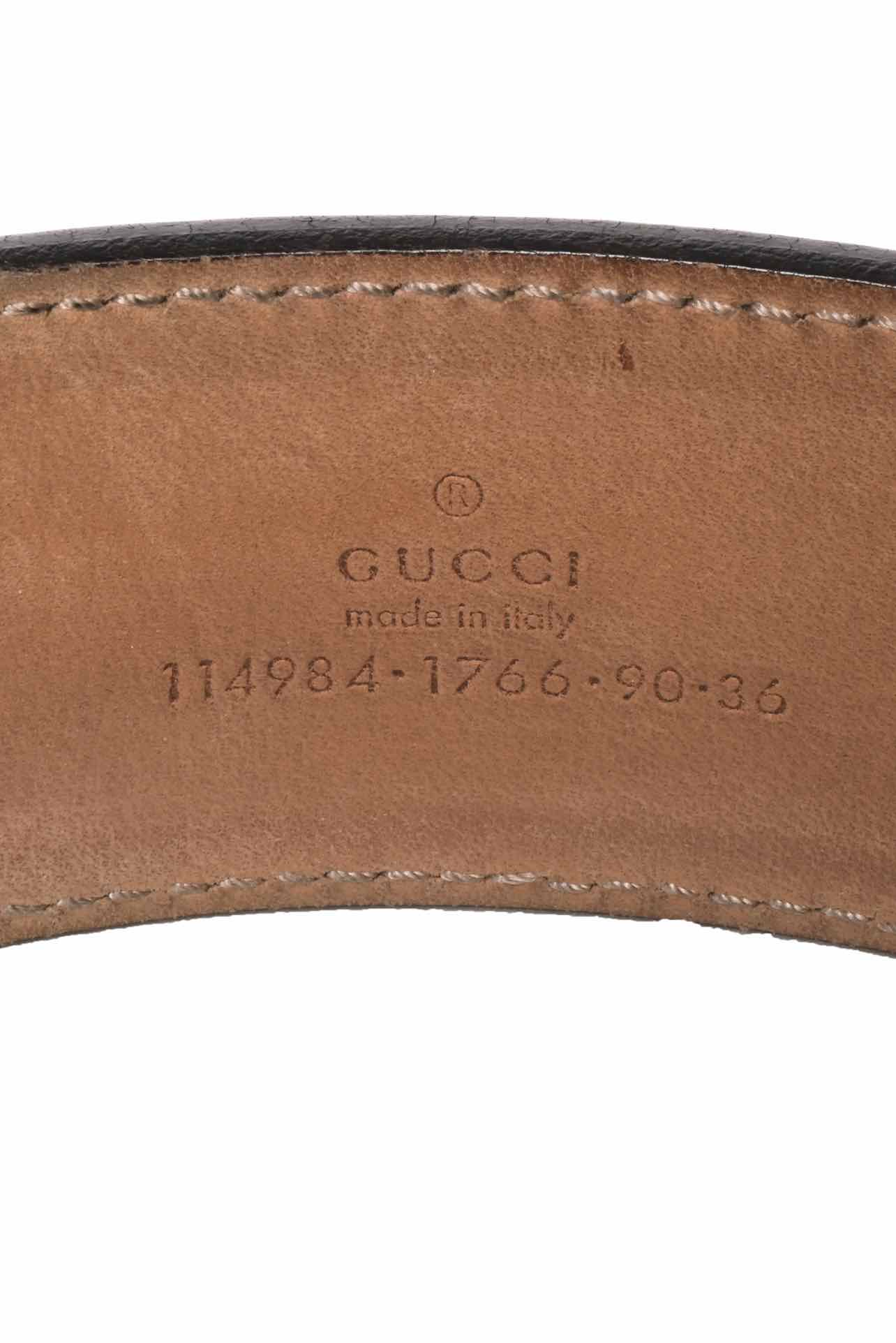 Gucci Size 36 Web Stripe Canvas & Leather Interlocking G Buckle Men's Belt - Image 3