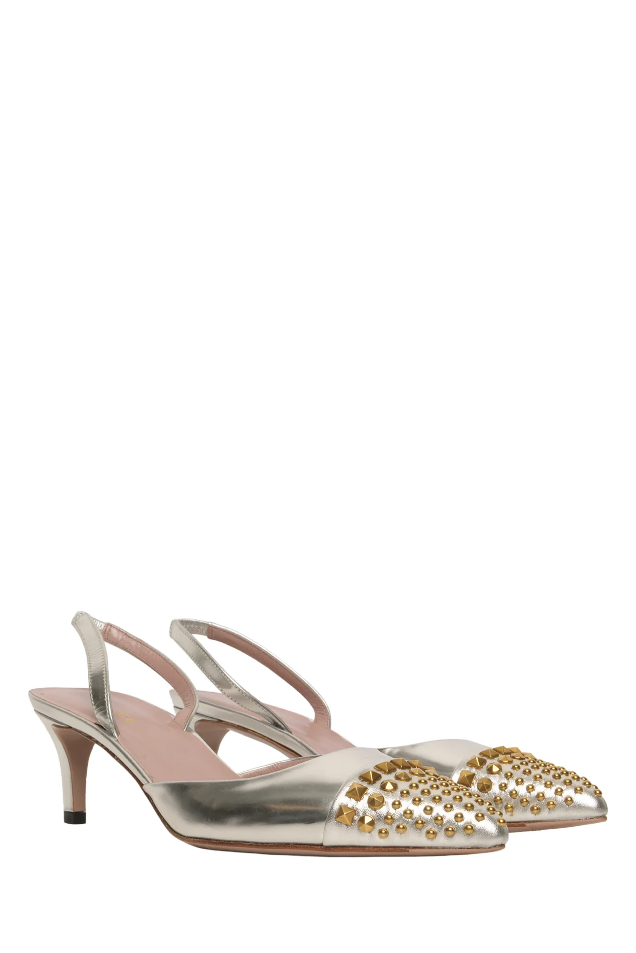 Gucci Size 37.5 Patent Leather Coline Studded Slingback Pumps - Image 2