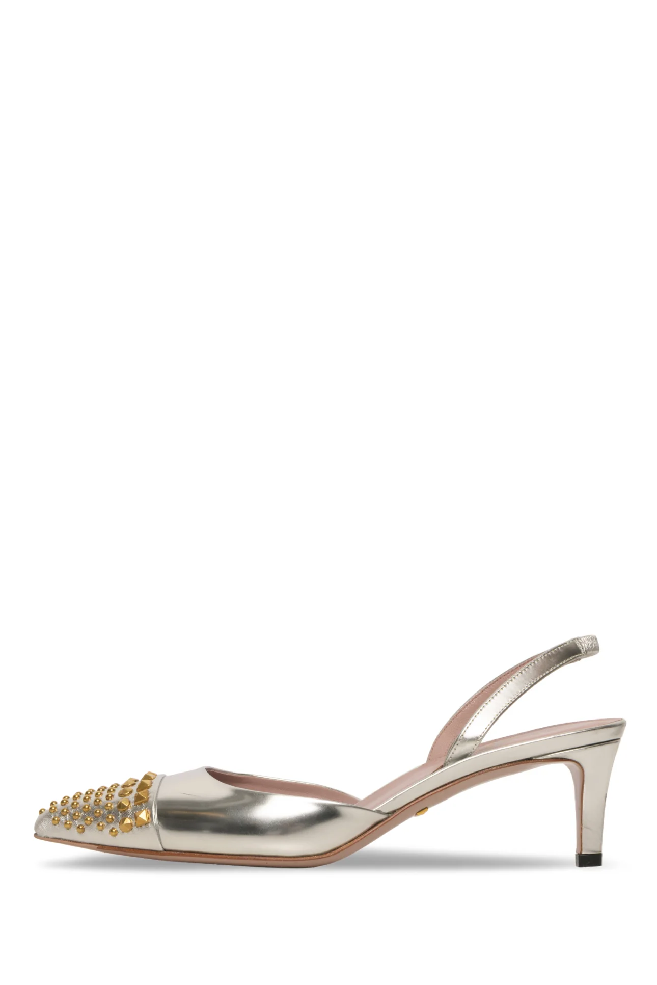 Gucci Size 37.5 Patent Leather Coline Studded Slingback Pumps - Image 3