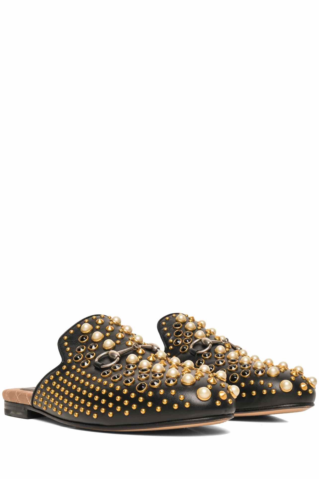 Gucci Size 37.5 Studded Princetown Mules - Image 2