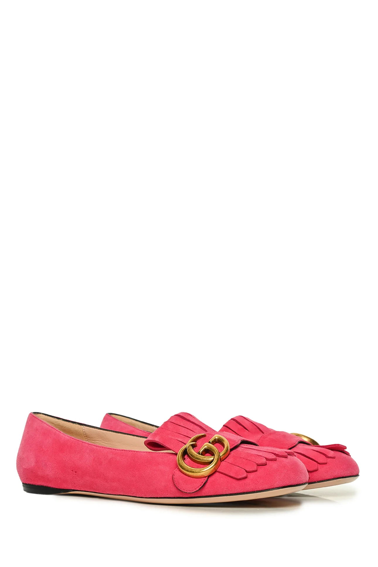 Gucci Size 37 GG Marmont Suede Fringe Flats - Image 2