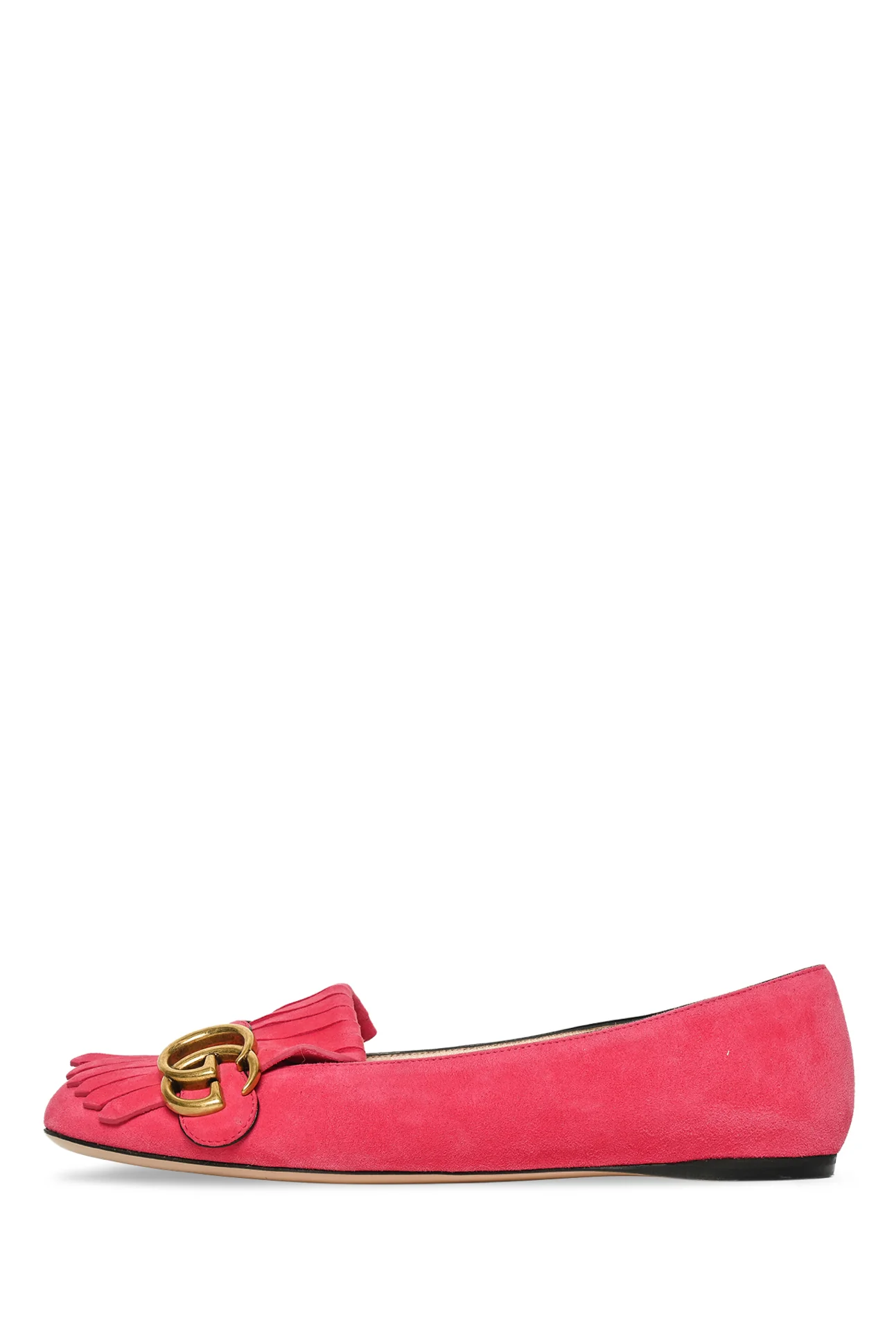 Gucci Size 37 GG Marmont Suede Fringe Flats - Image 3