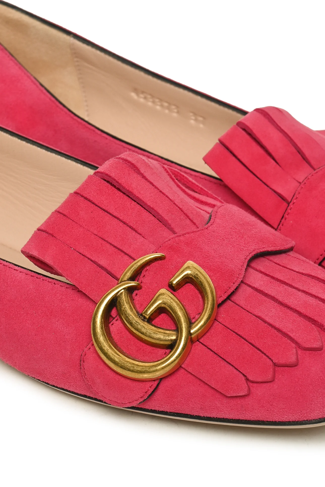 Gucci Size 37 GG Marmont Suede Fringe Flats - Image 5