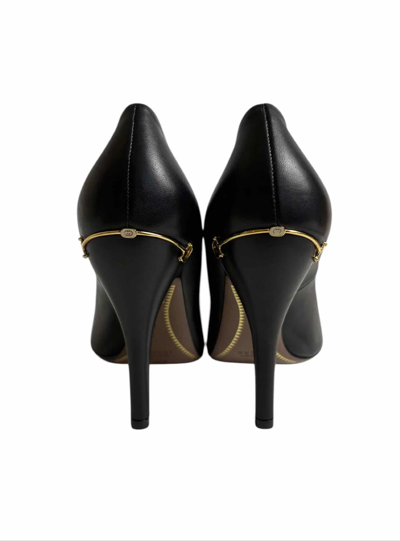 Gucci Size 38.5 Leather Horse Bit Detail Pumps - Image 4